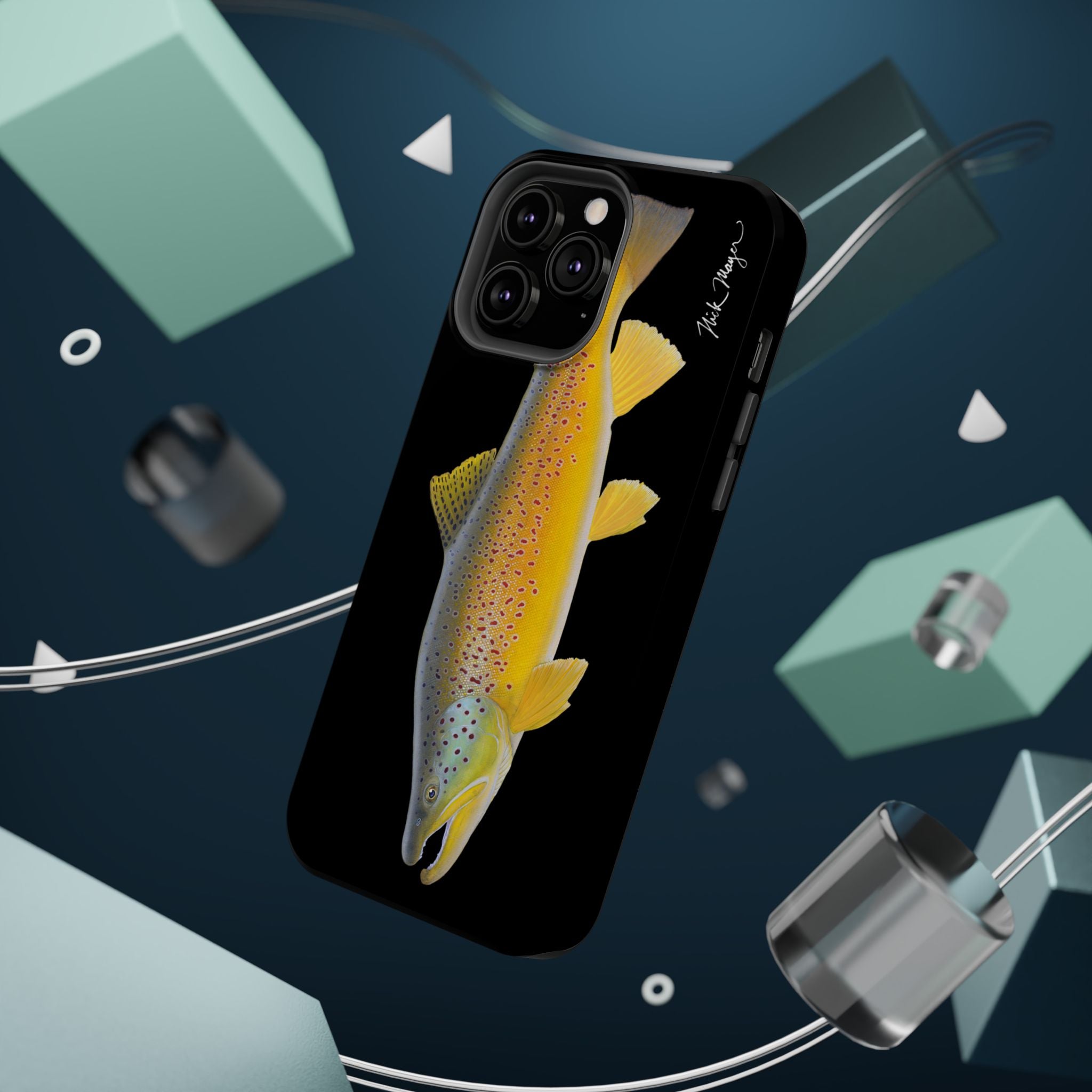 Brown Trout 3 Black MagSafe iPhone Case