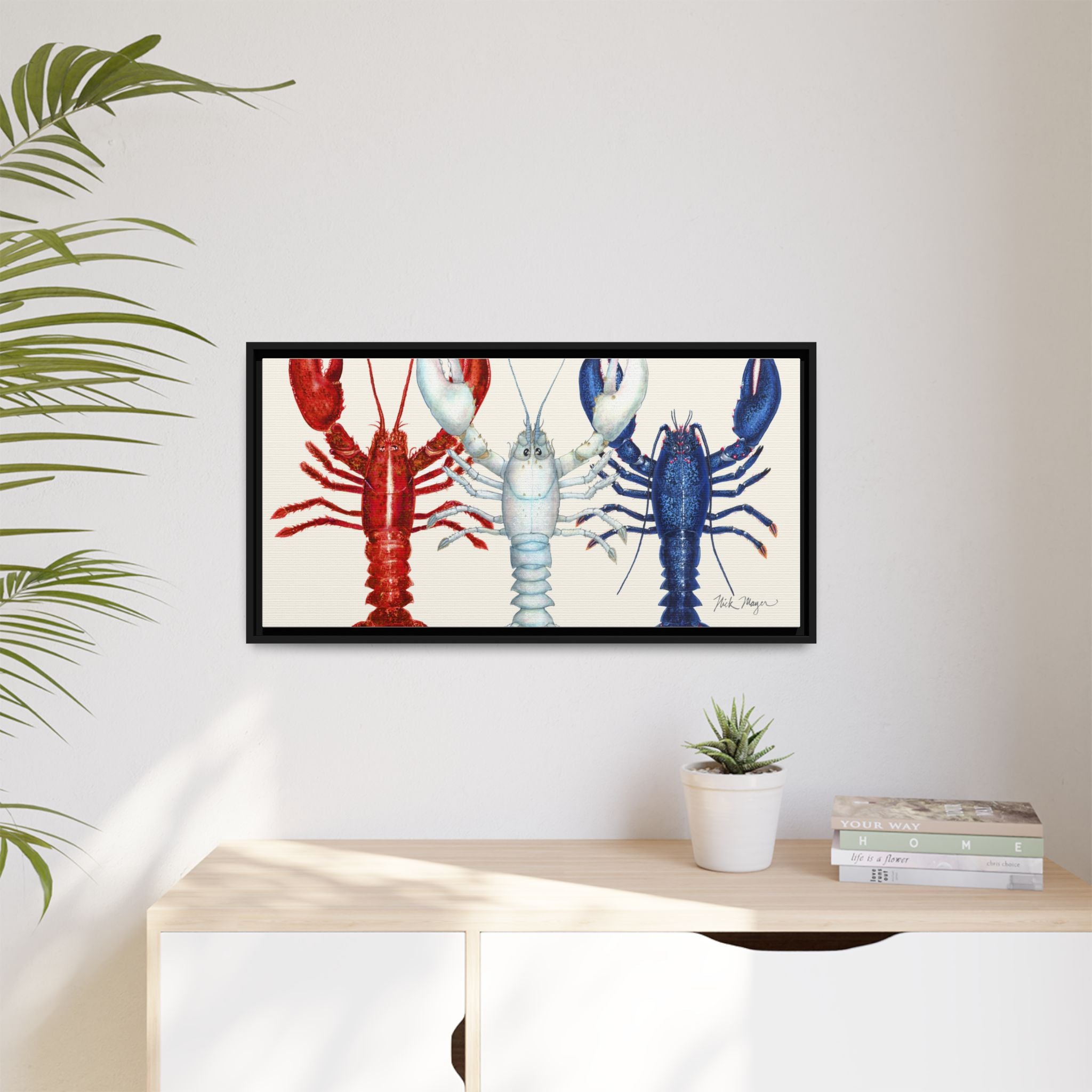 American Lobsters Trio Framed Canvas Print Printify