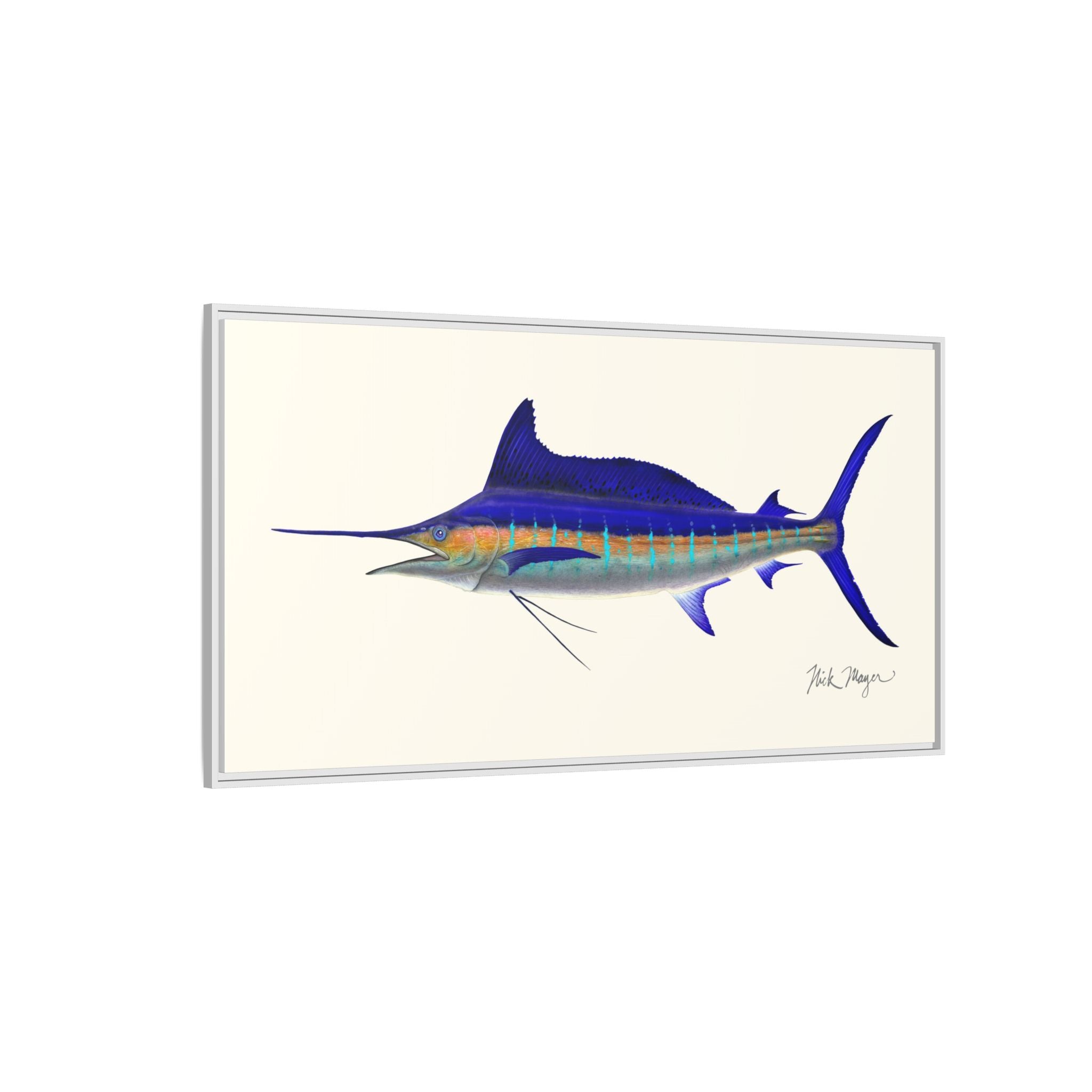 Striped Marlin Framed Canvas Print Printify