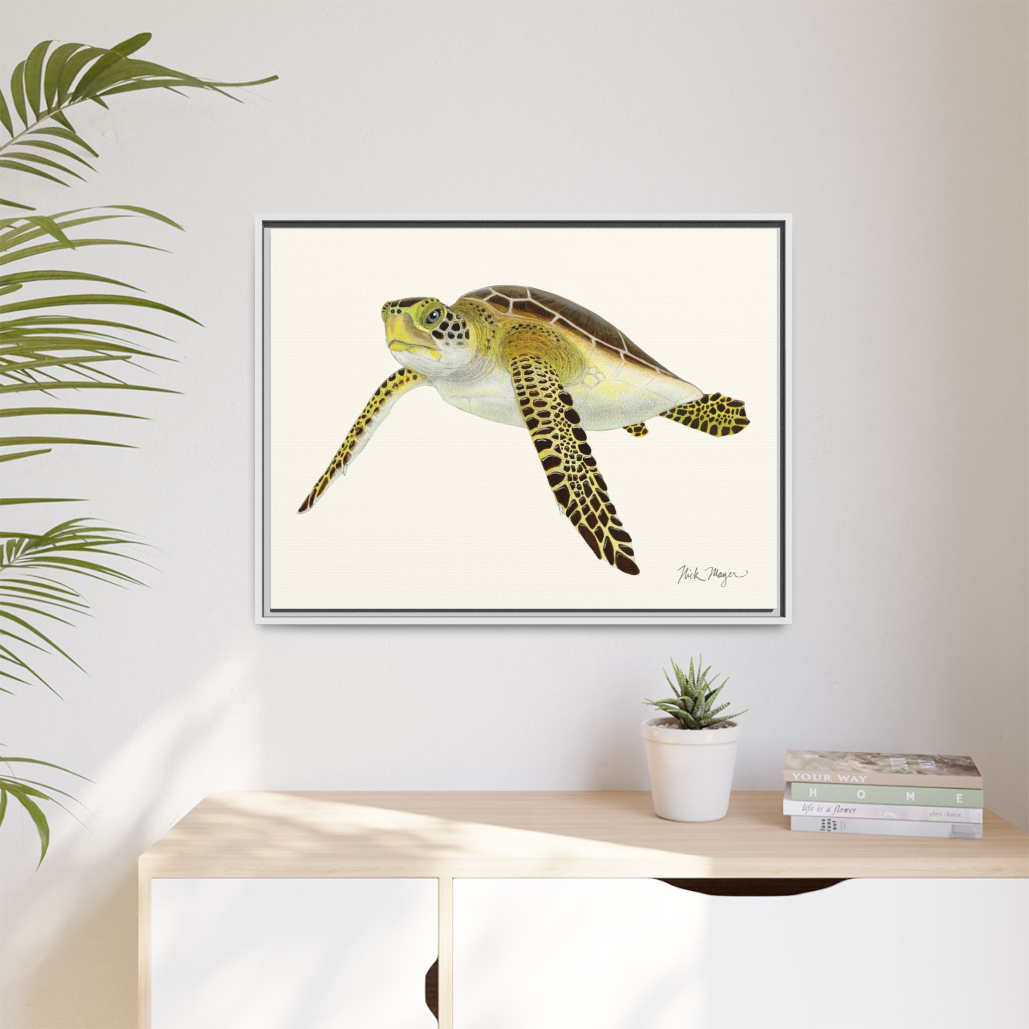 Green Sea Turtle III Framed Canvas Print Printify