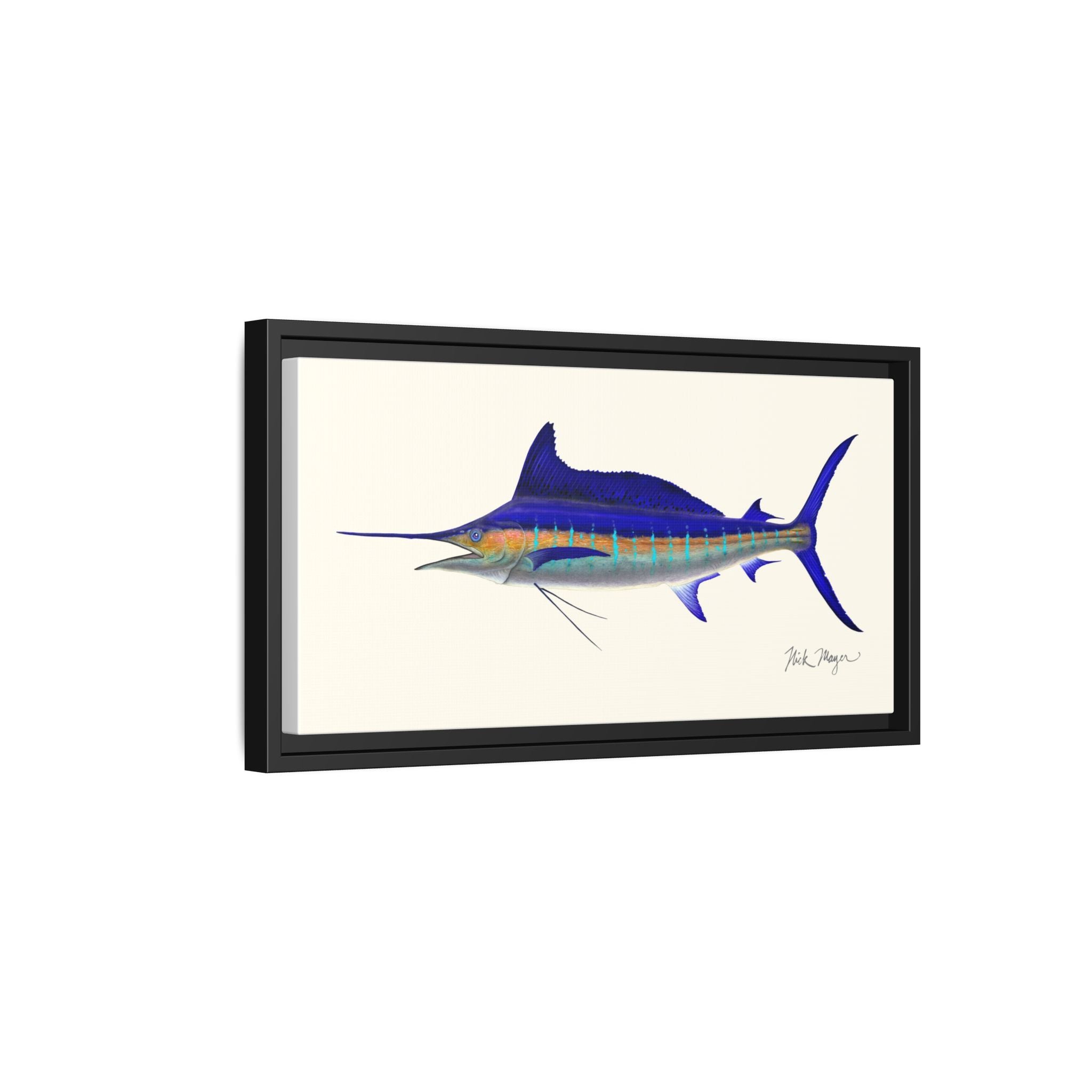 Striped Marlin Framed Canvas Print Printify