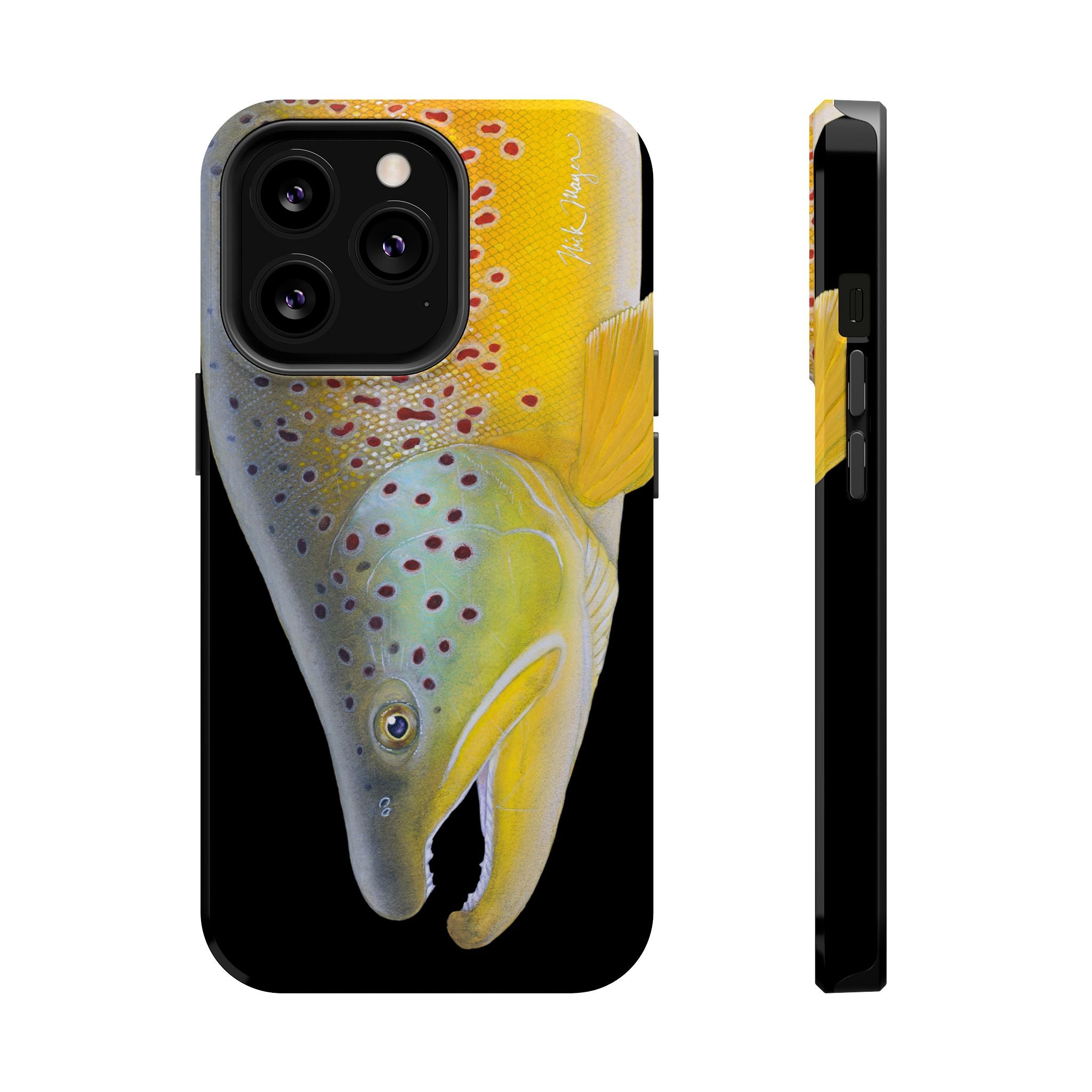 Brown Trout 3 Face Black MagSafe iPhone Case