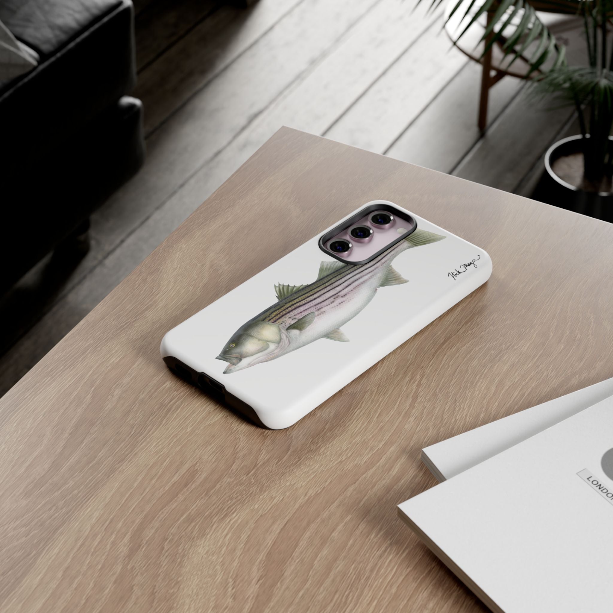 30 lb Striper White Phone Case (Samsung) Printify