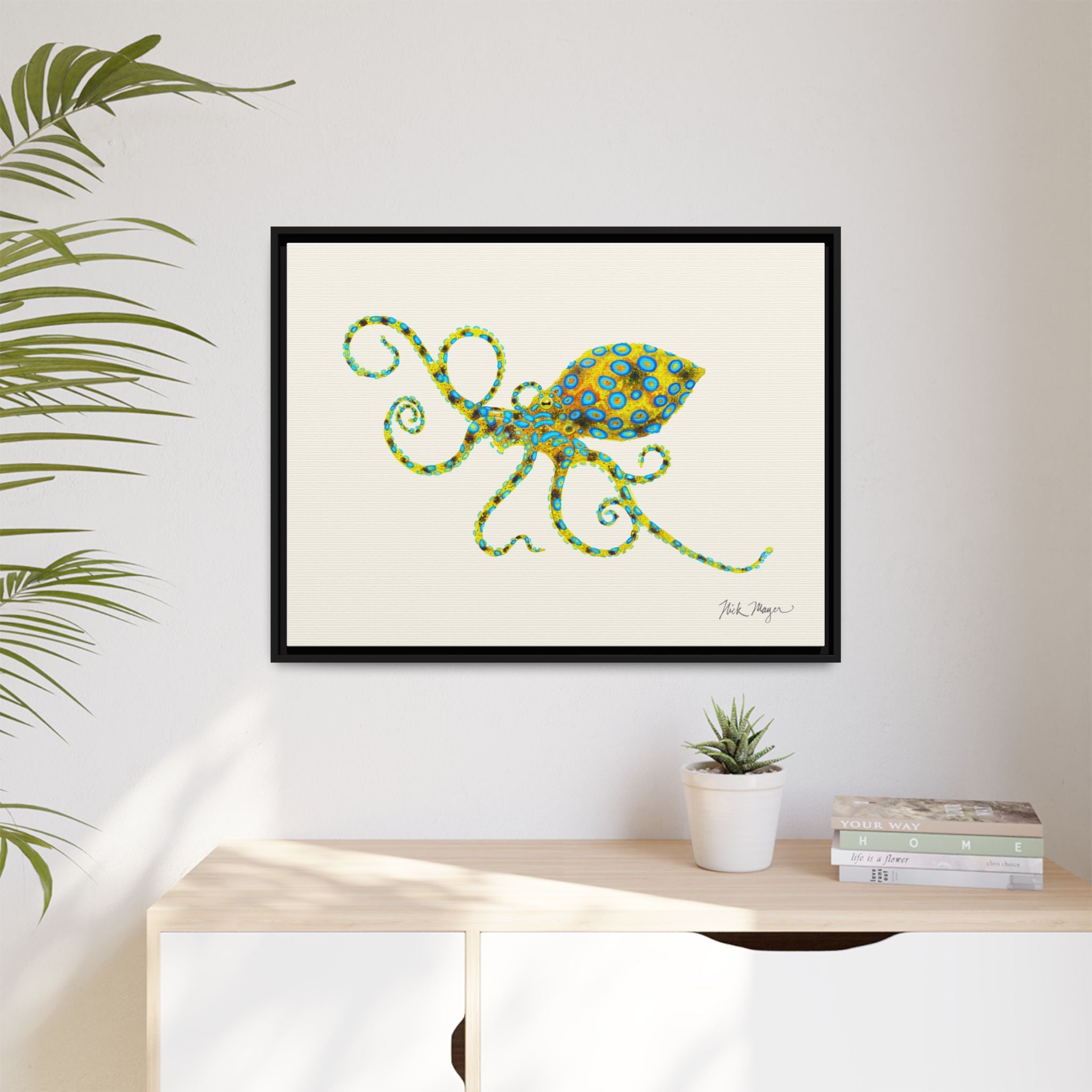 Blue Ringed Octopus Framed Canvas Print Printify