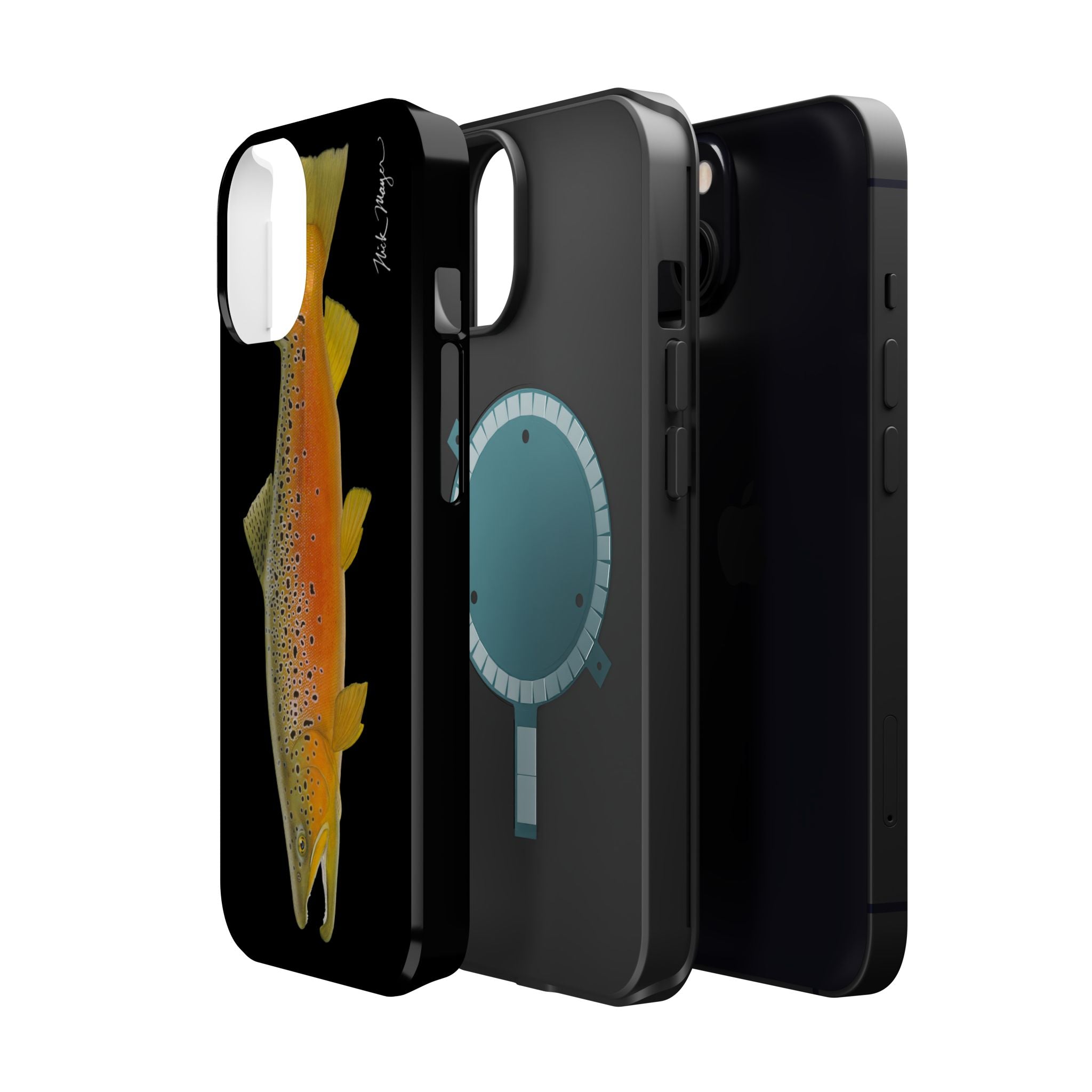Brown Trout 2 Black MagSafe iPhone Case, NEW for Holiday 2025!