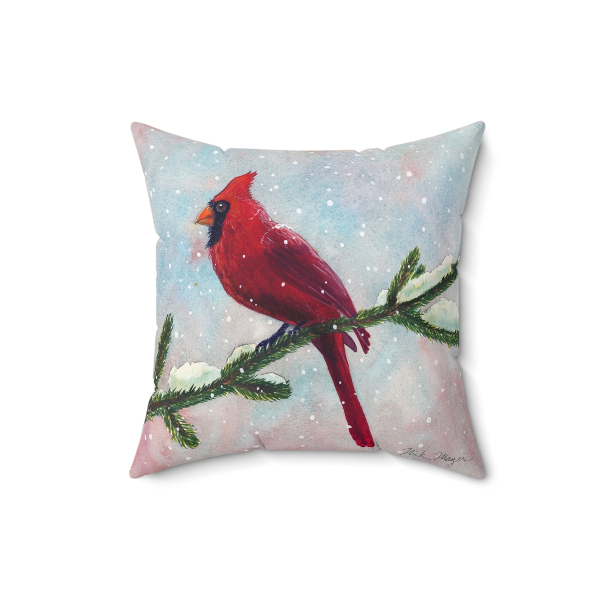 Snowy Cardinal II Throw Pillow