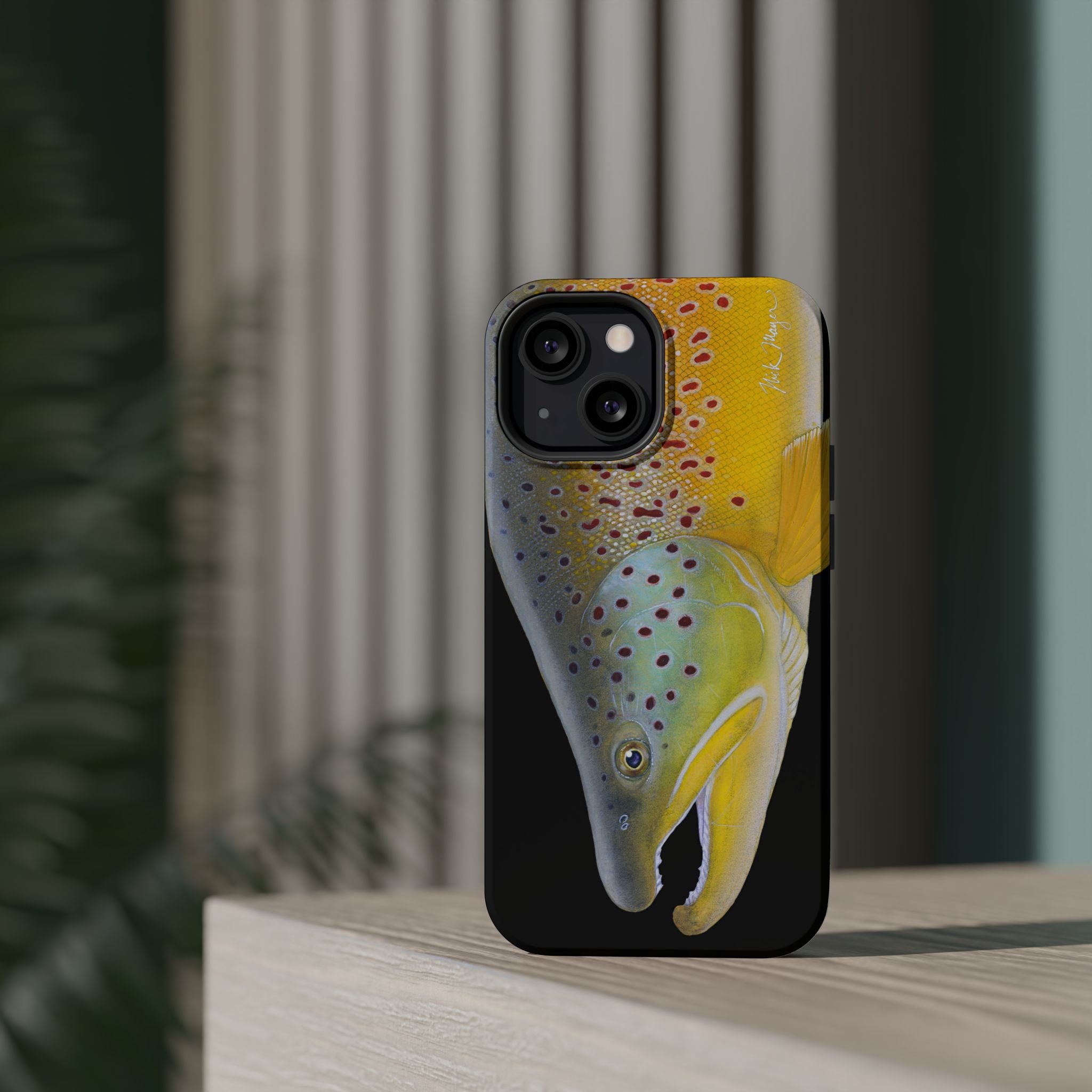Brown Trout 3 Face Black MagSafe iPhone Case