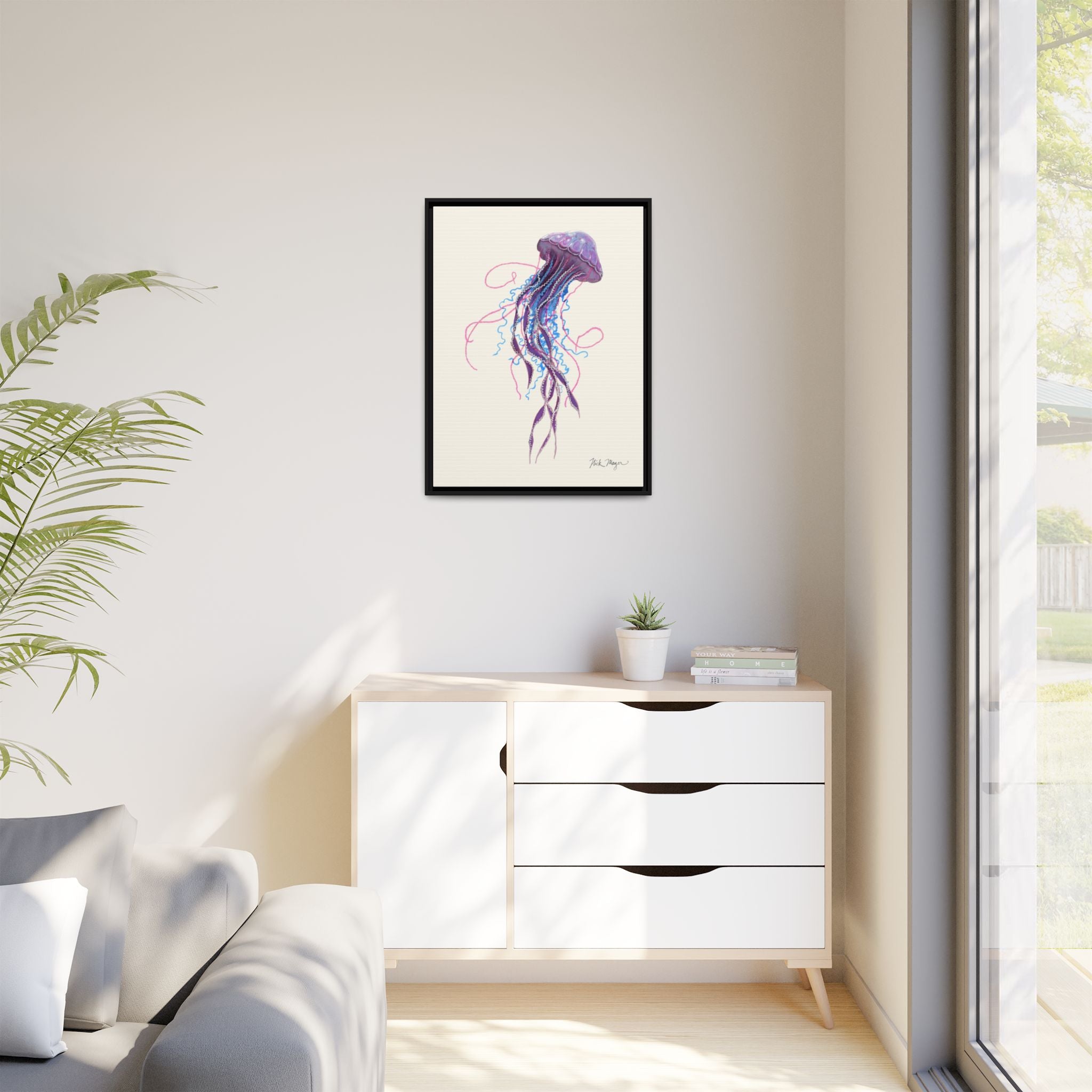 Purple Jellyfish II Framed Canvas Print Printify