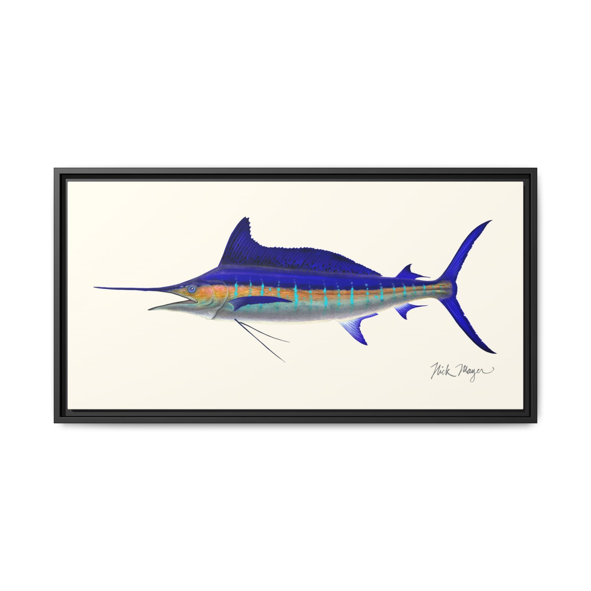 Striped Marlin Framed Canvas Print Printify