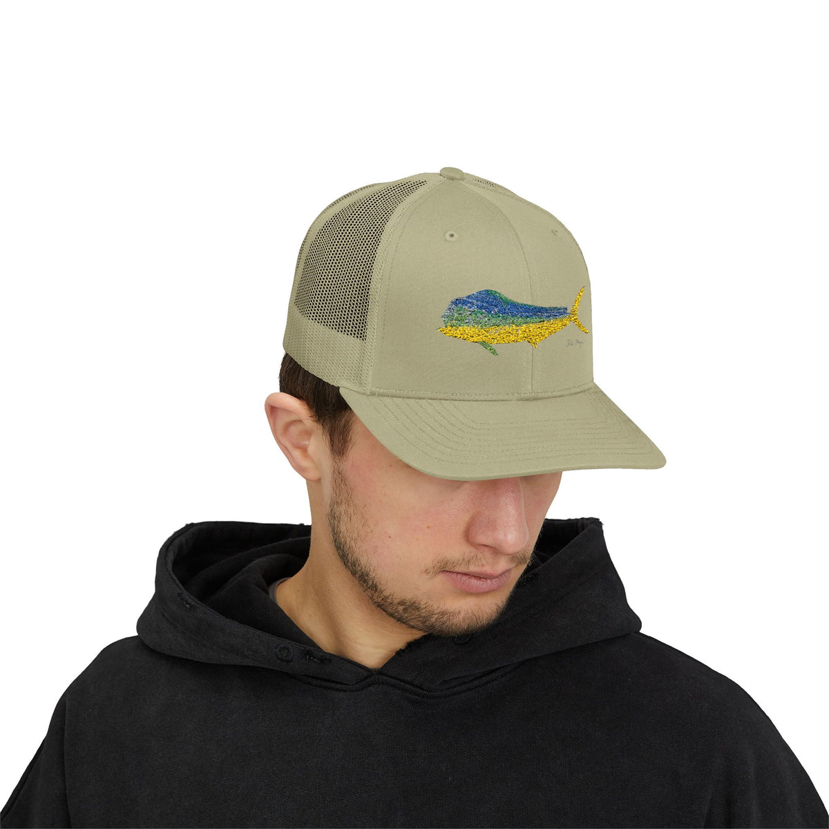 Bull Mahi Embroidered Snapback Trucker Hat Printify