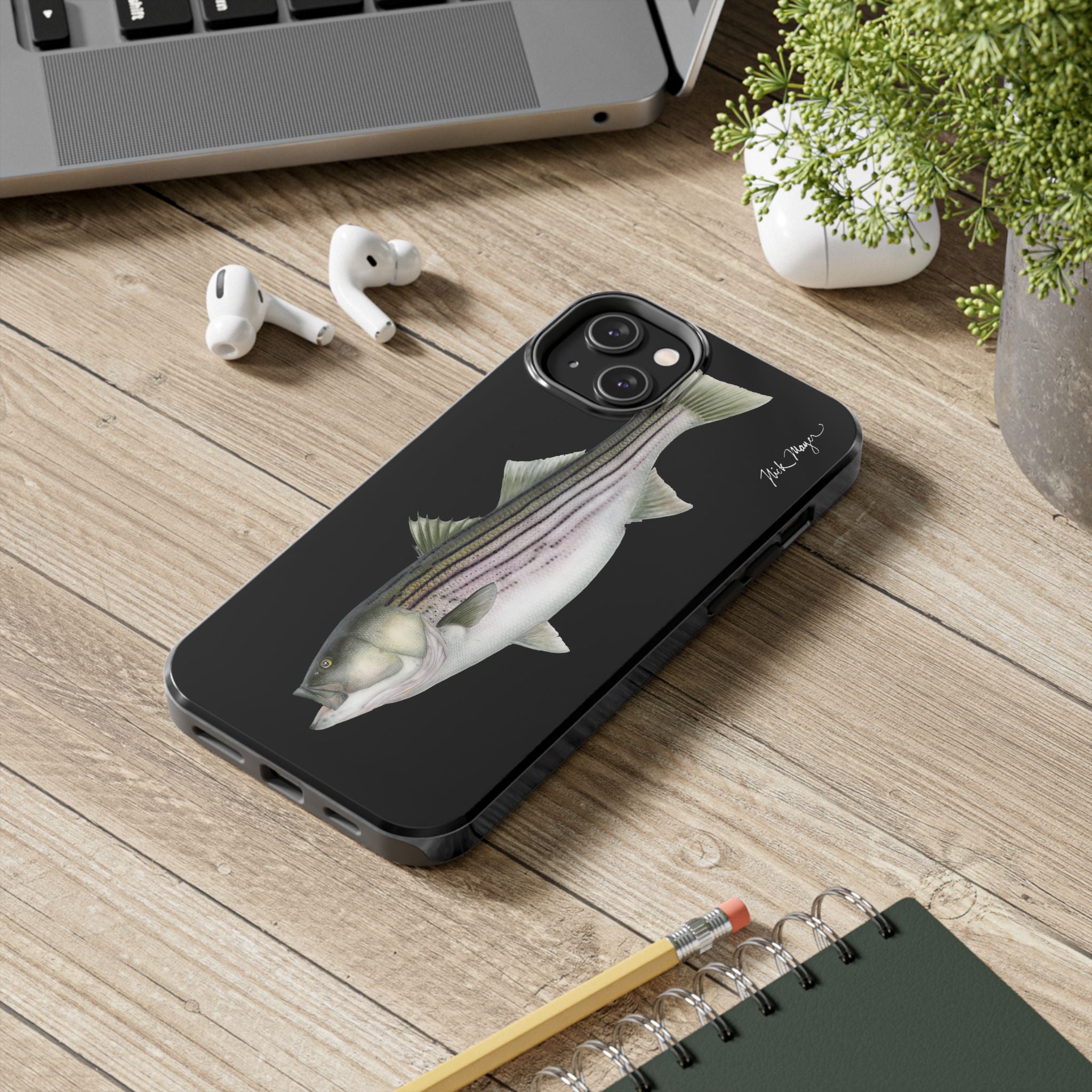 30 lb Striper - Black Phone Case (iPhone)