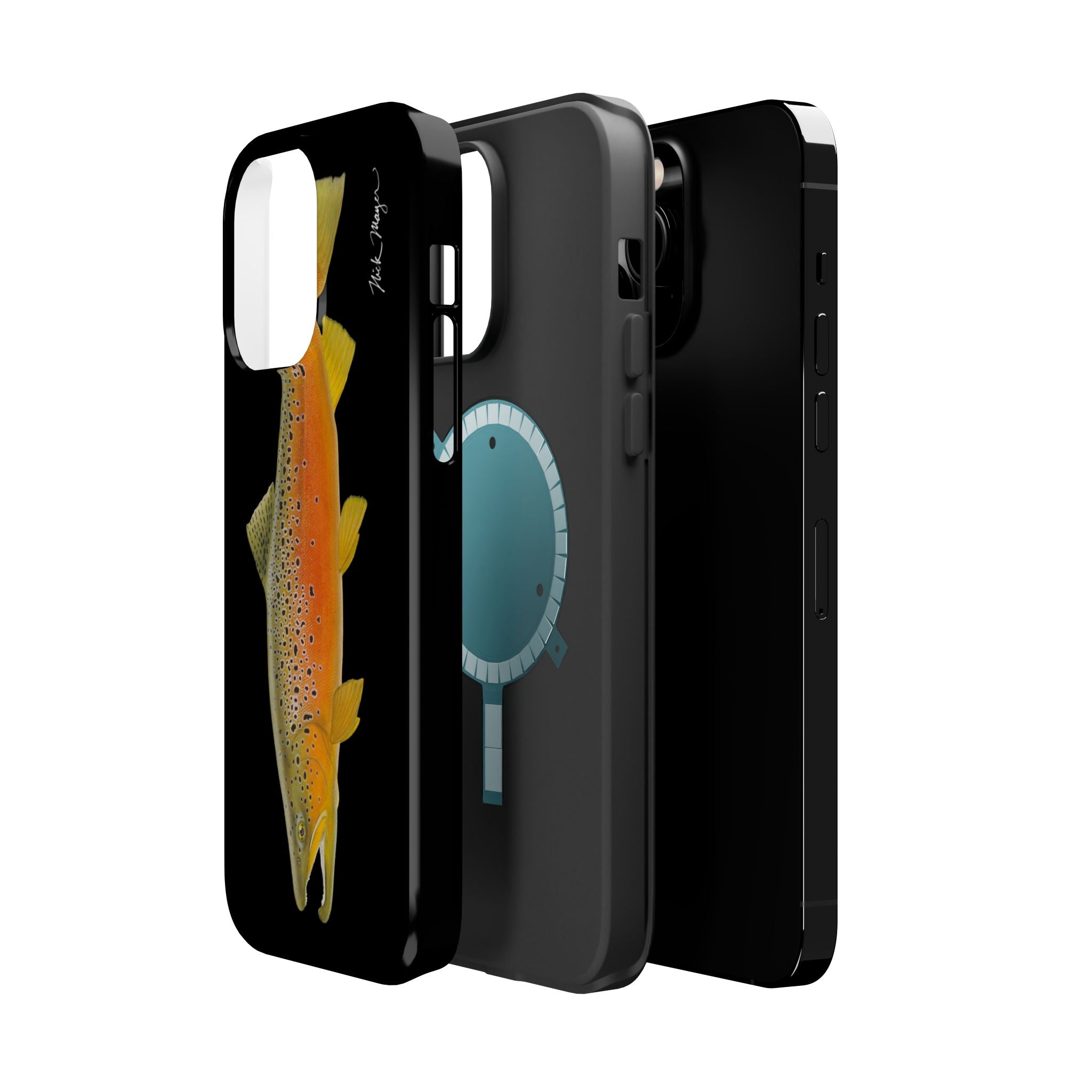 Brown Trout 2 Black MagSafe iPhone Case, NEW for Holiday 2025!