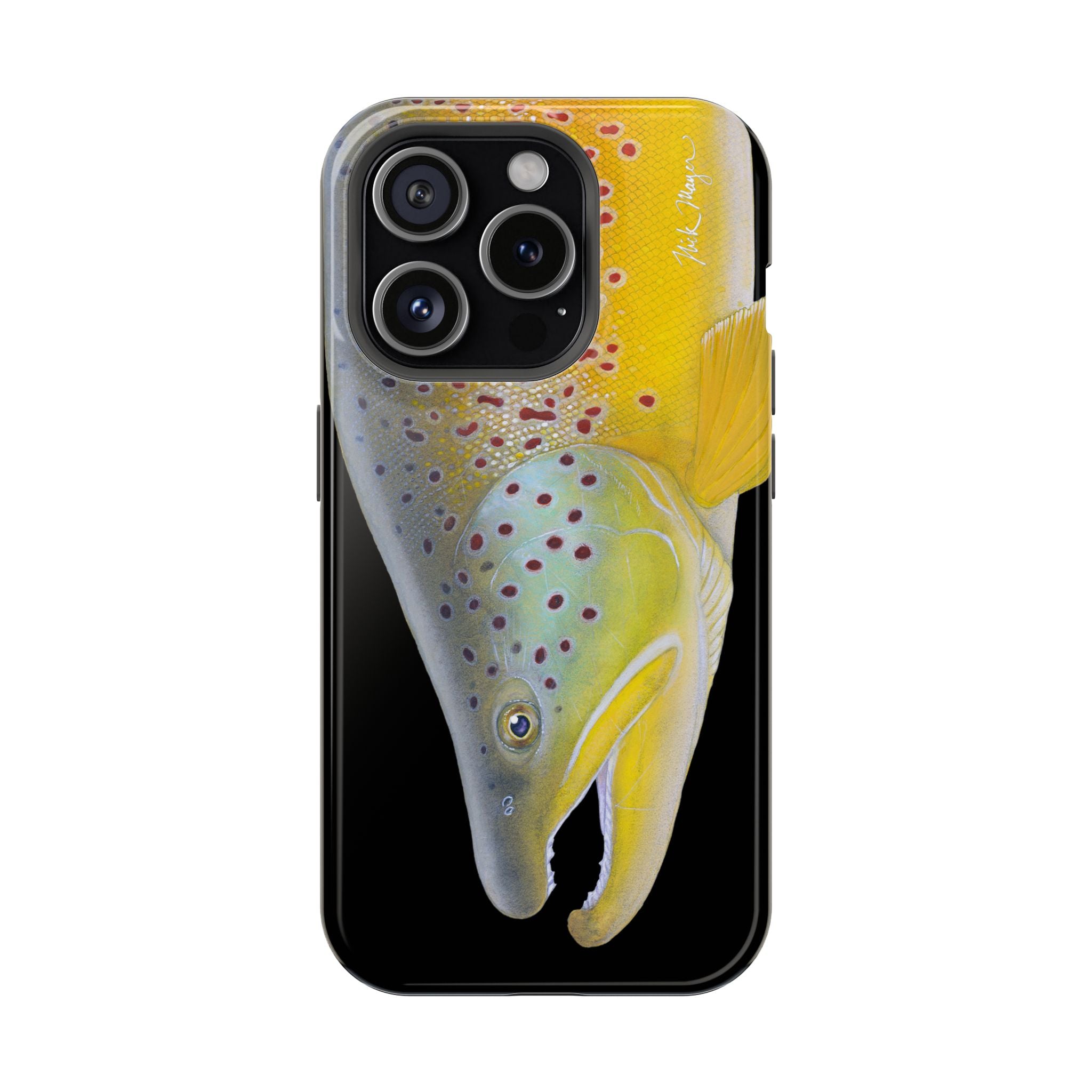 Brown Trout 3 Face Black MagSafe iPhone Case