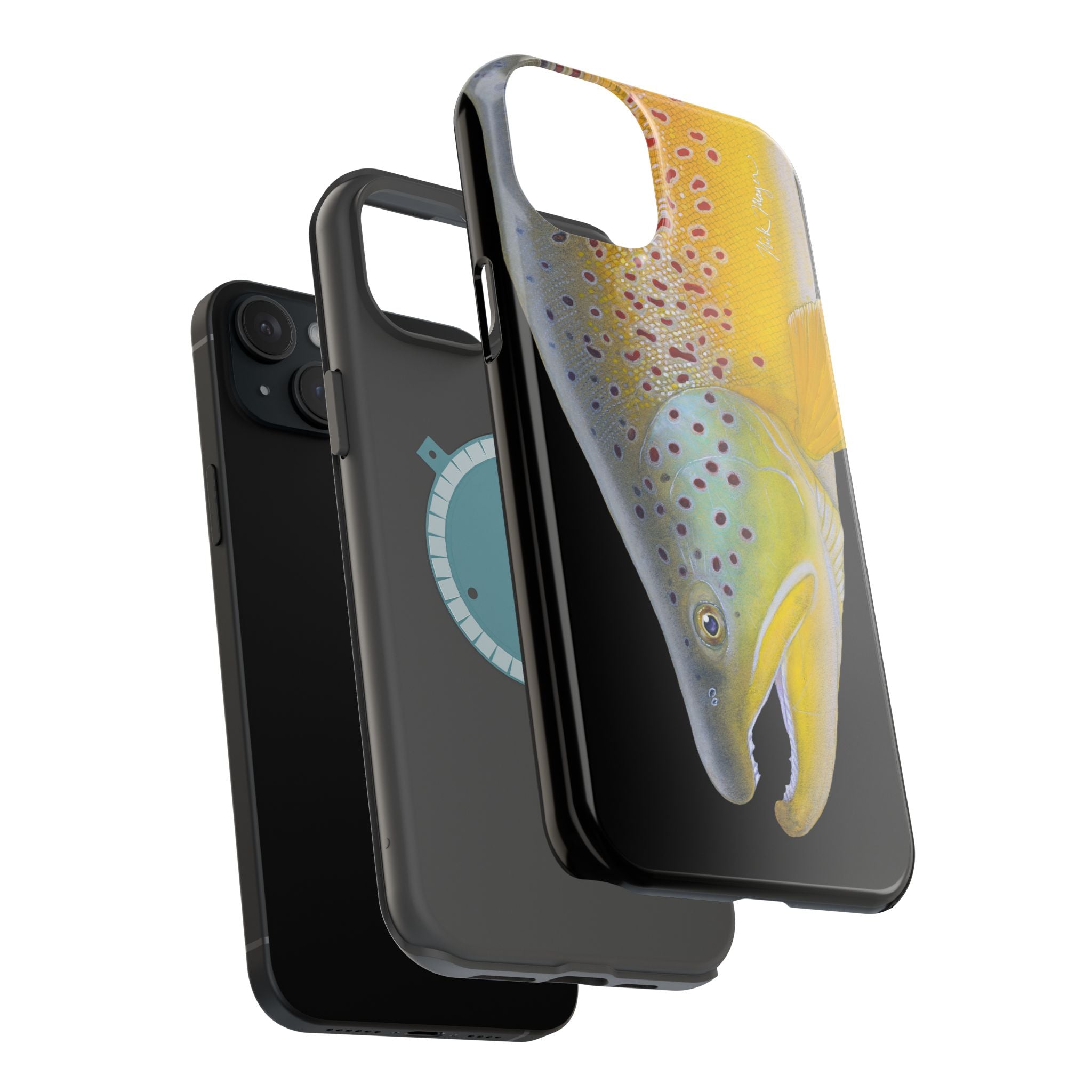 Brown Trout 3 Face Black MagSafe iPhone Case