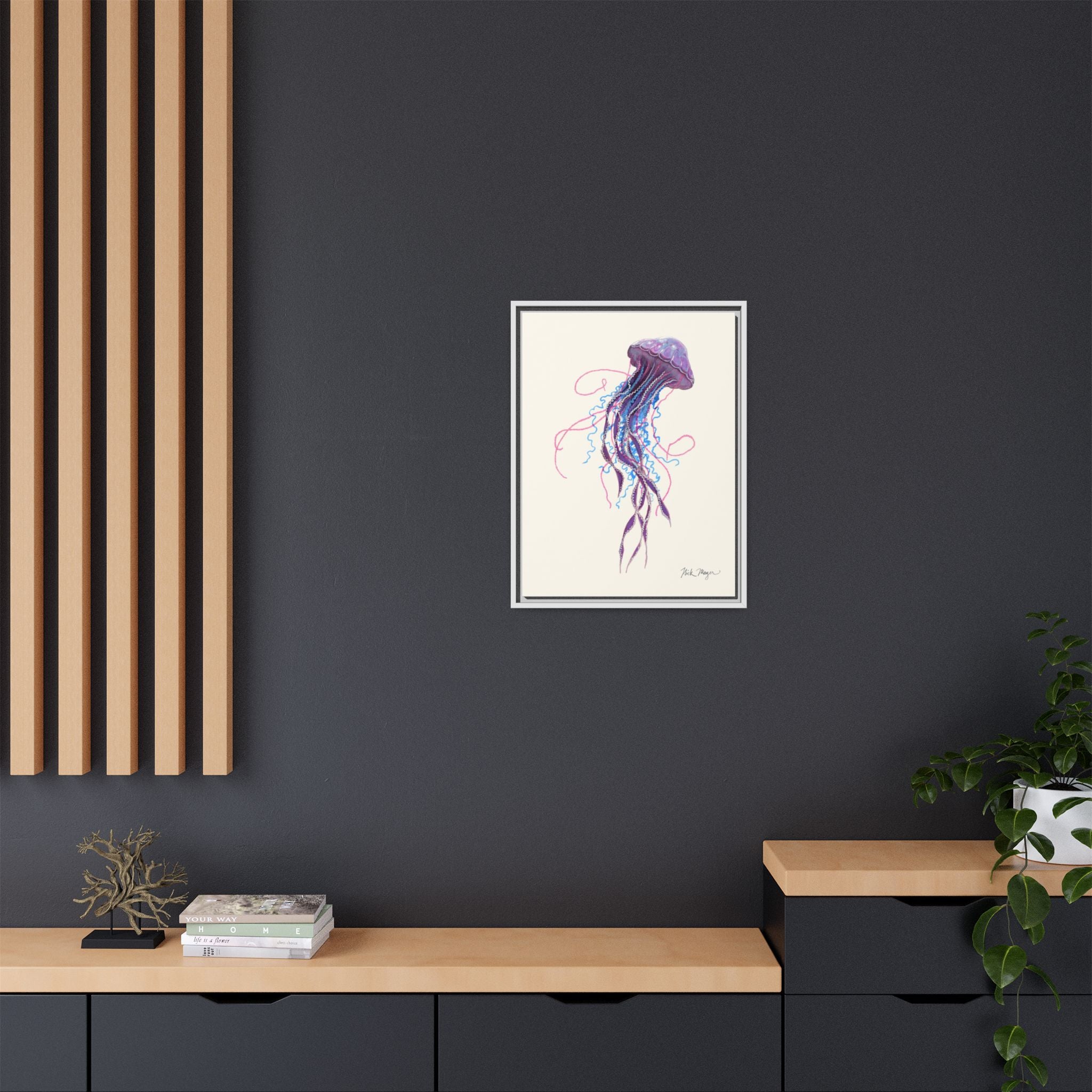 Purple Jellyfish II Framed Canvas Print Printify