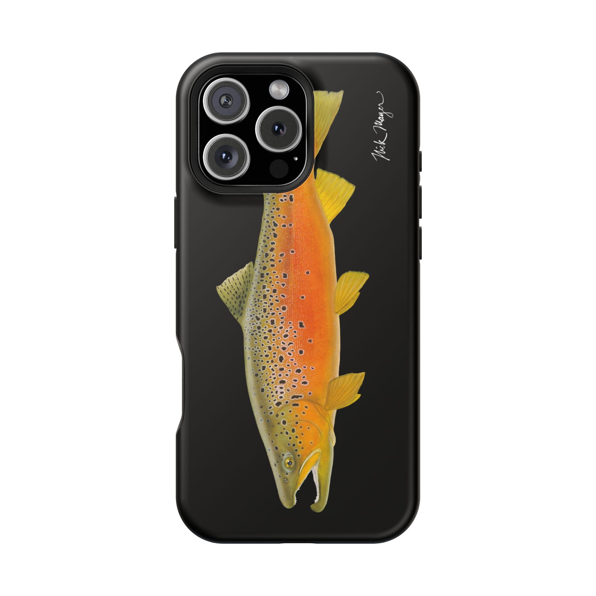 Brown Trout 2 Black MagSafe iPhone Case, NEW for Holiday 2025!