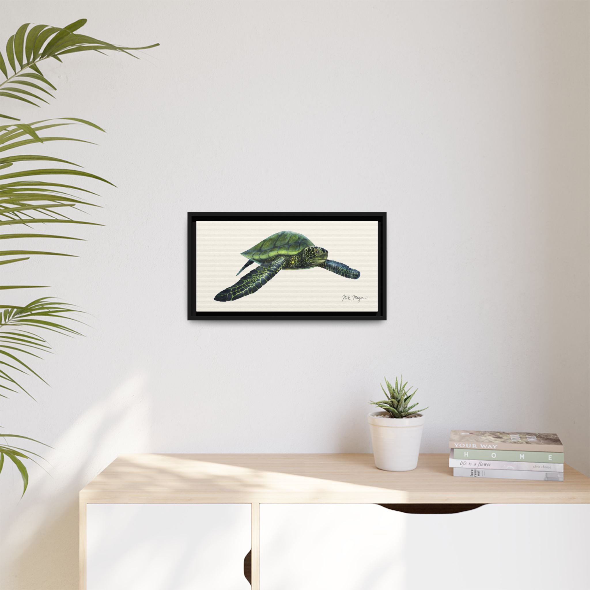 Green Sea Turtle I Framed Canvas Print Printify