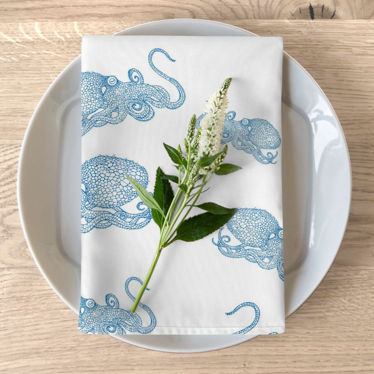 Blue Octopus 4 Piece Napkin Set