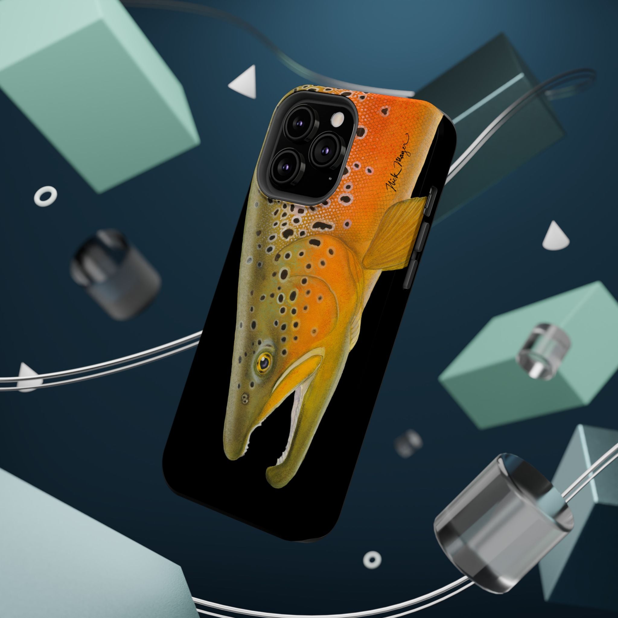 Brown Trout 2 Black MagSafe iPhone Case