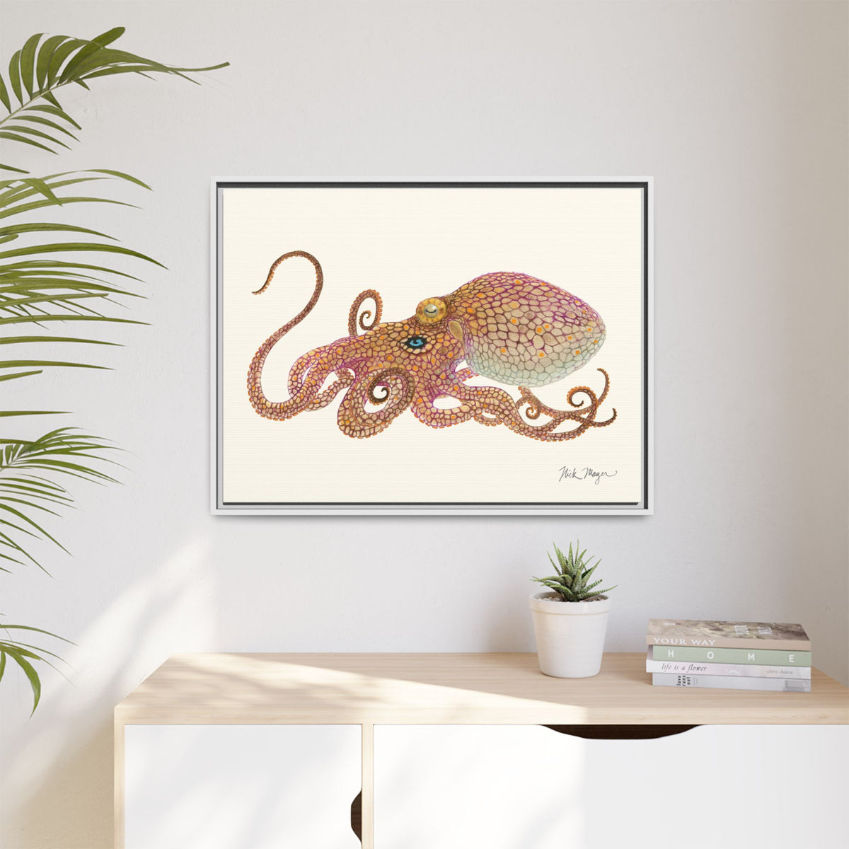Two Spot Octopus Framed Canvas Print Printify