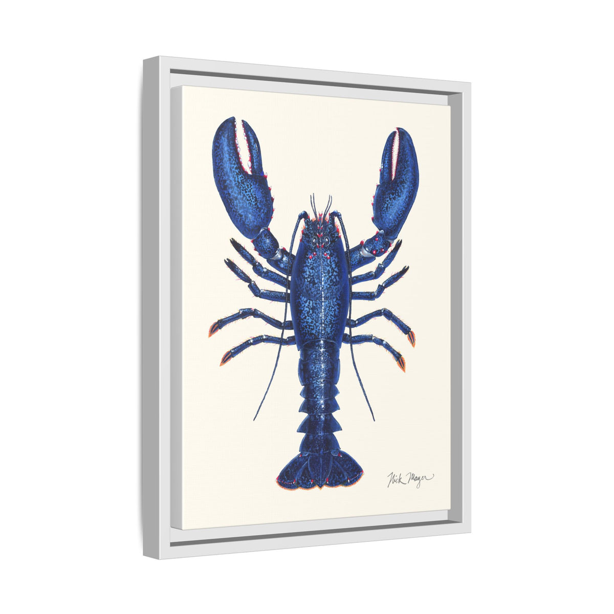 Blue Lobster II Framed Canvas Print Printify