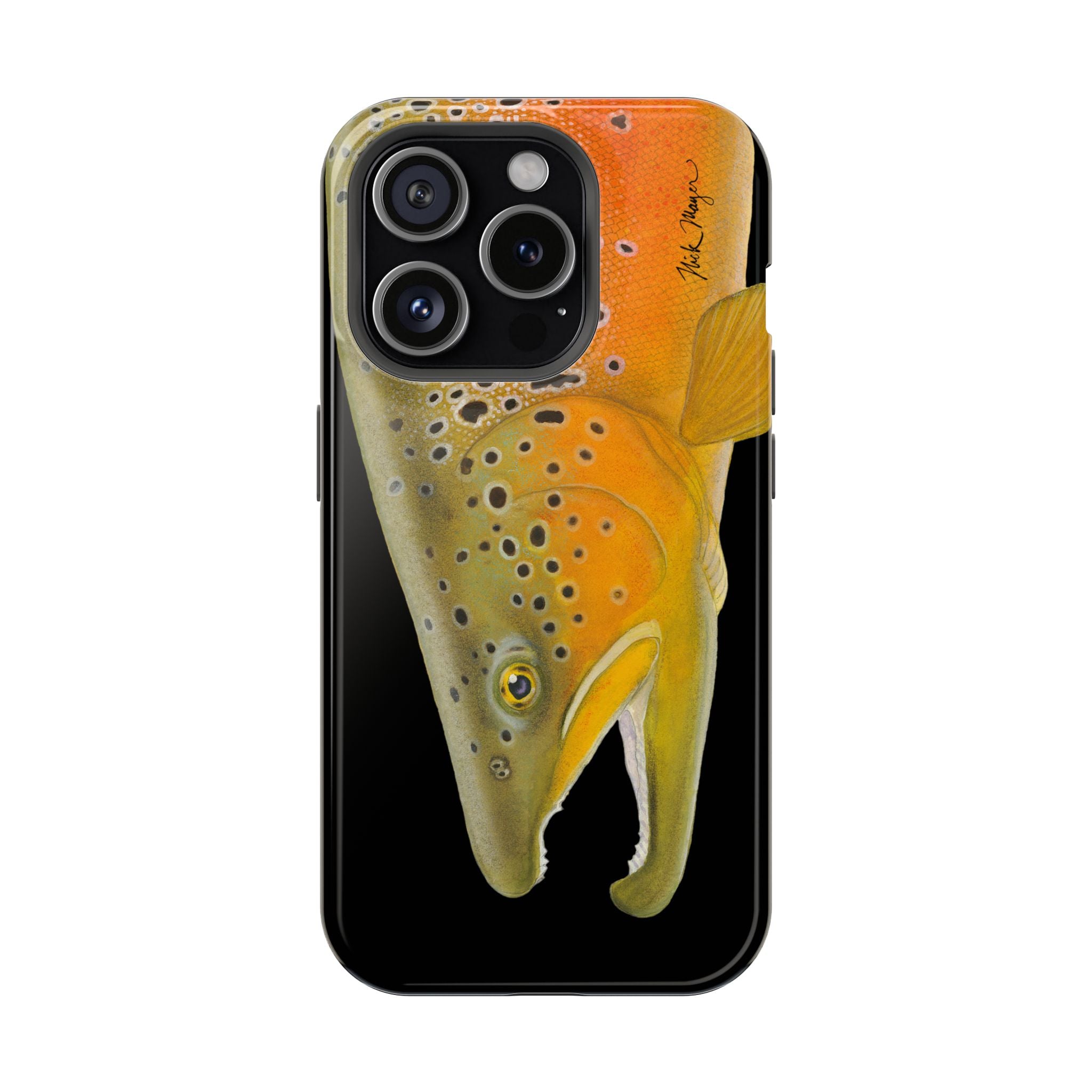 Brown Trout 2 Black MagSafe iPhone Case