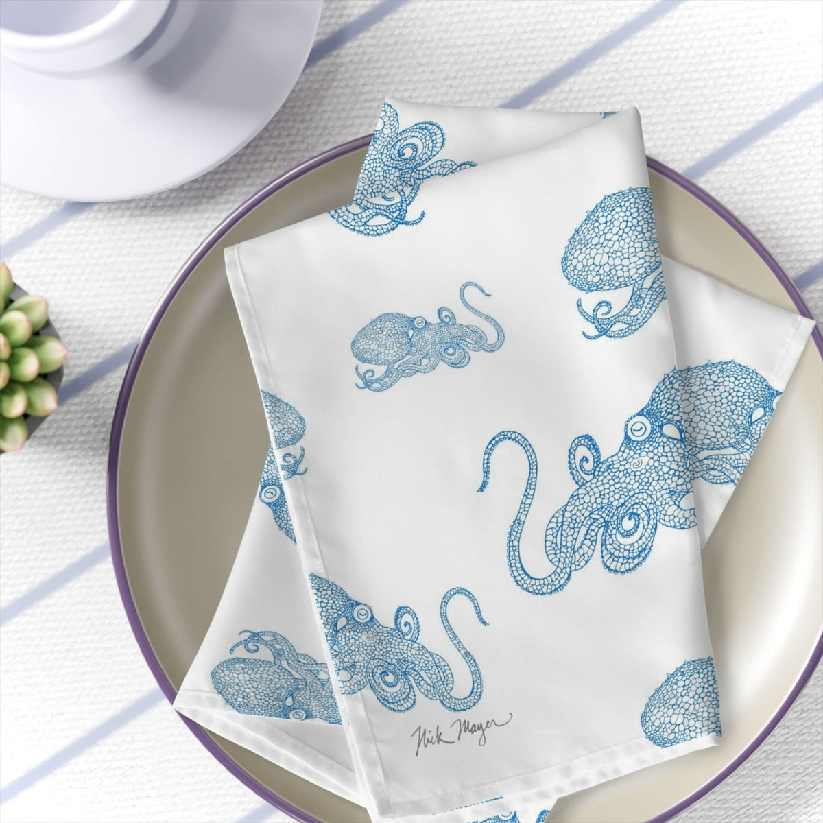 Blue Octopus 4 Piece Napkin Set