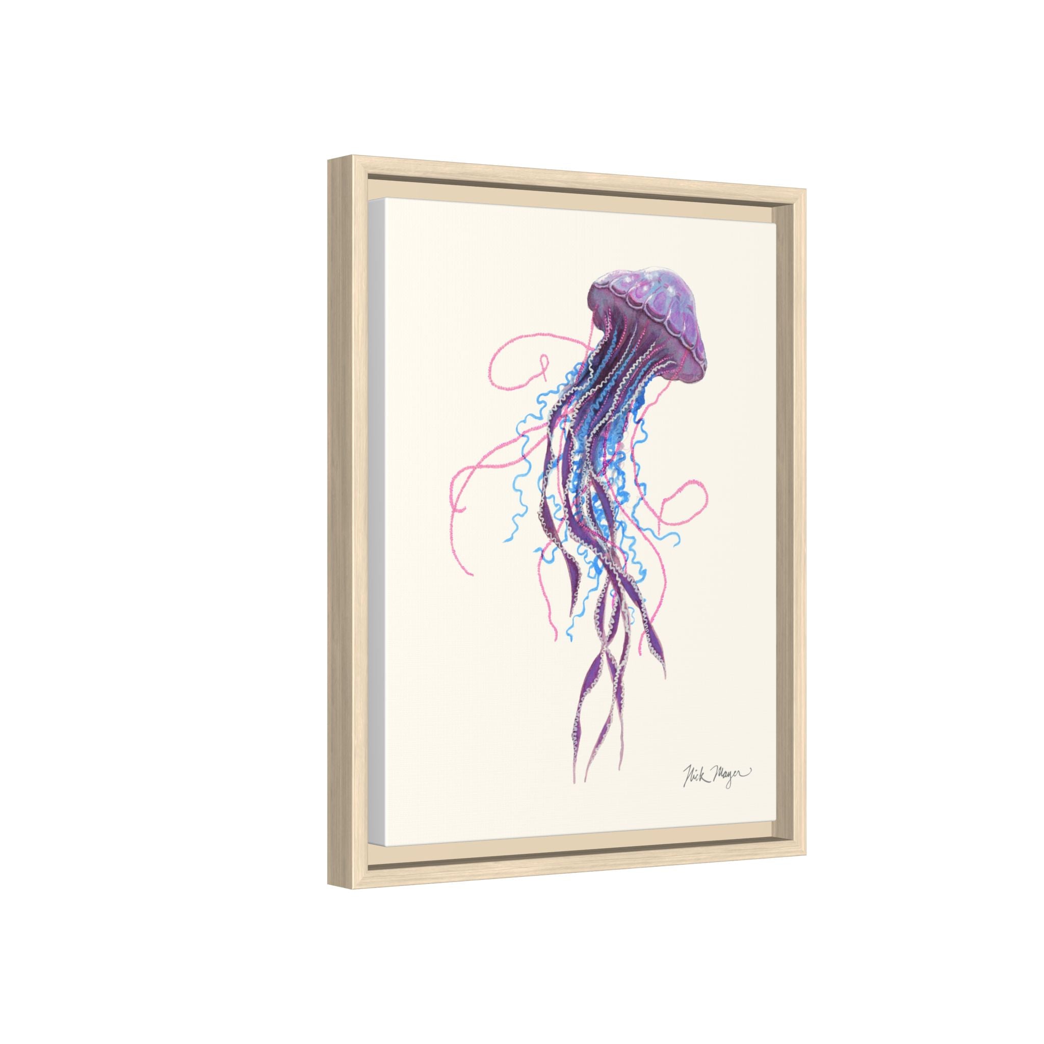 Purple Jellyfish II Framed Canvas Print Printify