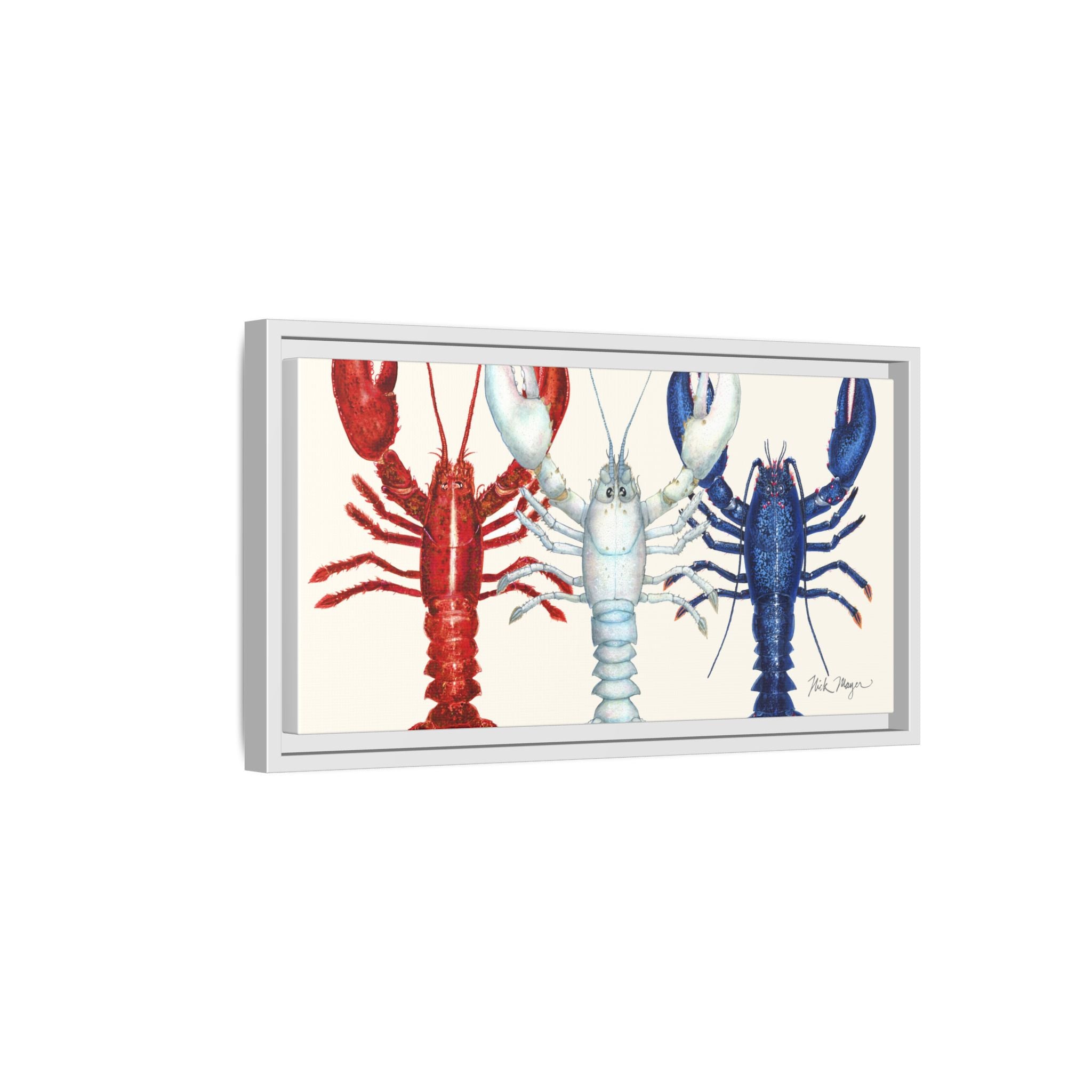 American Lobsters Trio Framed Canvas Print Printify