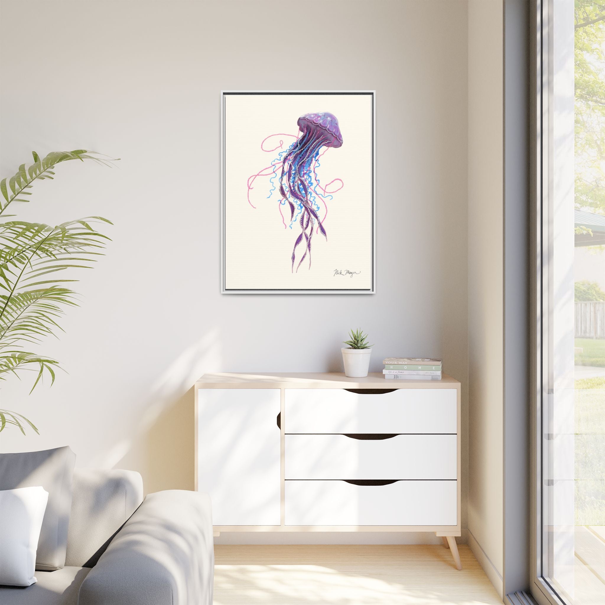 Purple Jellyfish II Framed Canvas Print Printify