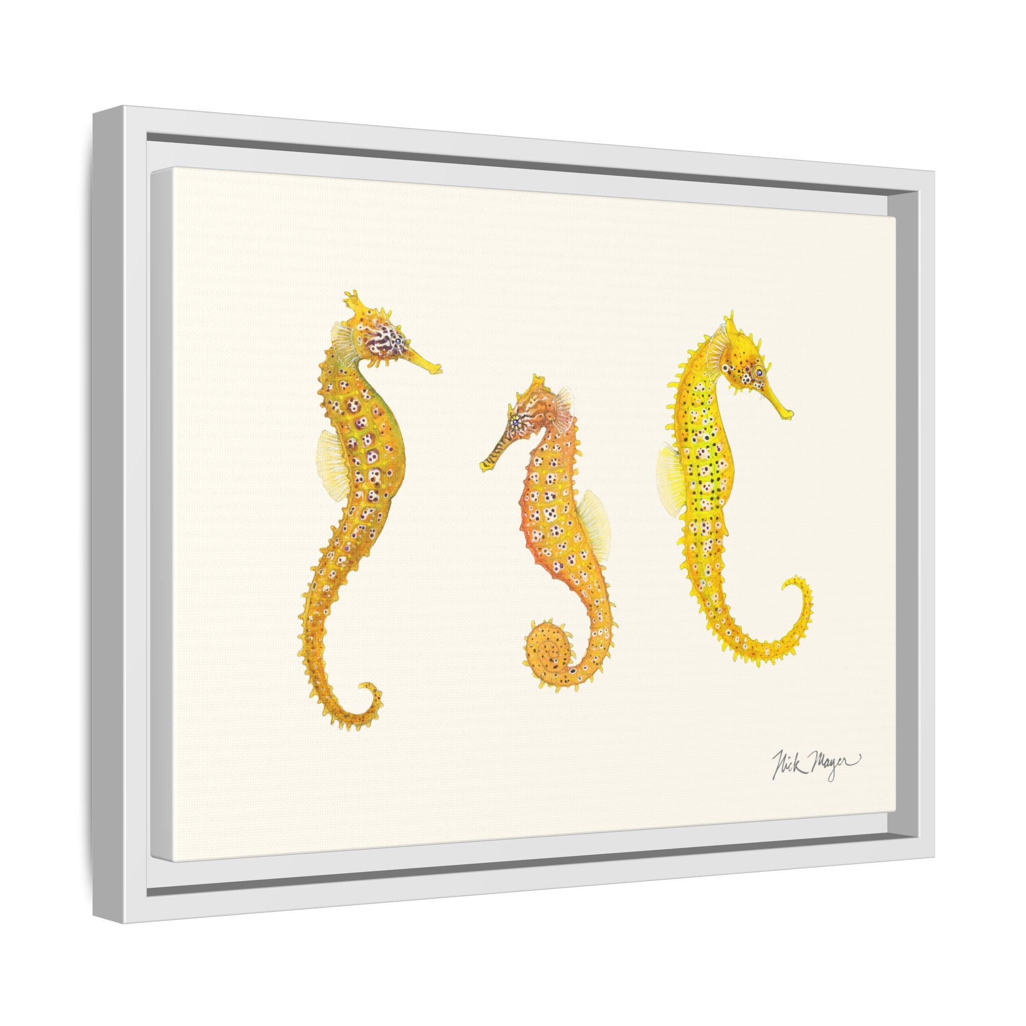 Giant Seahorse Trio Framed Canvas Print Printify
