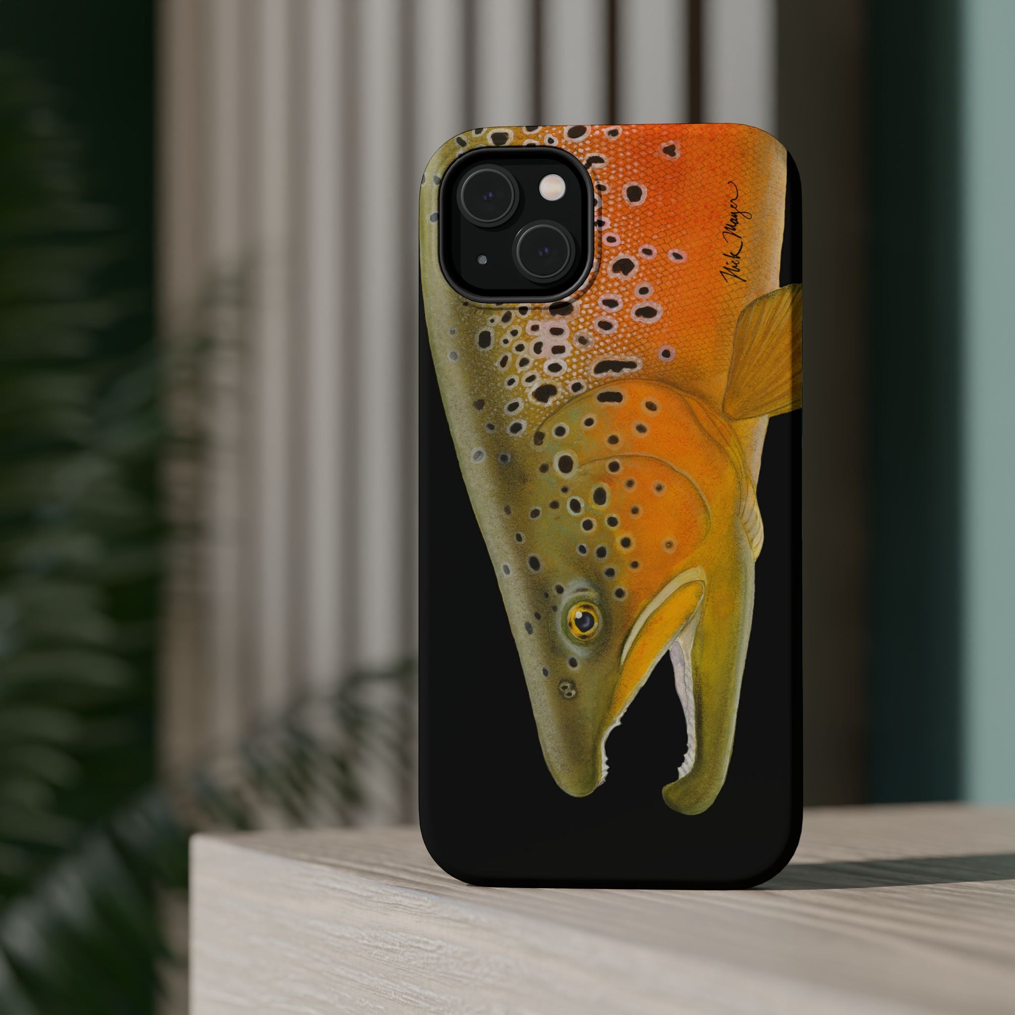 Brown Trout 2 Black MagSafe iPhone Case