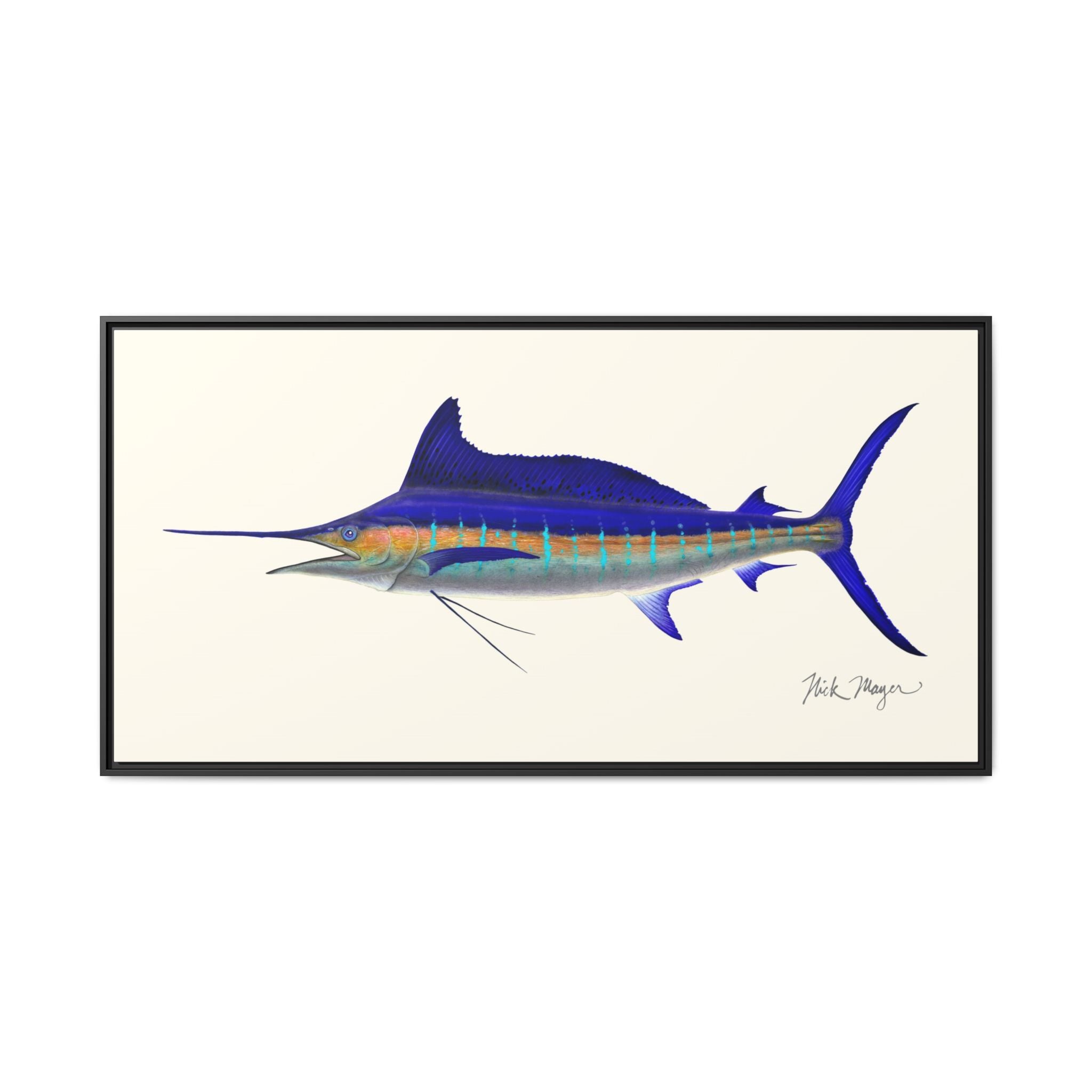 Striped Marlin Framed Canvas Print Printify