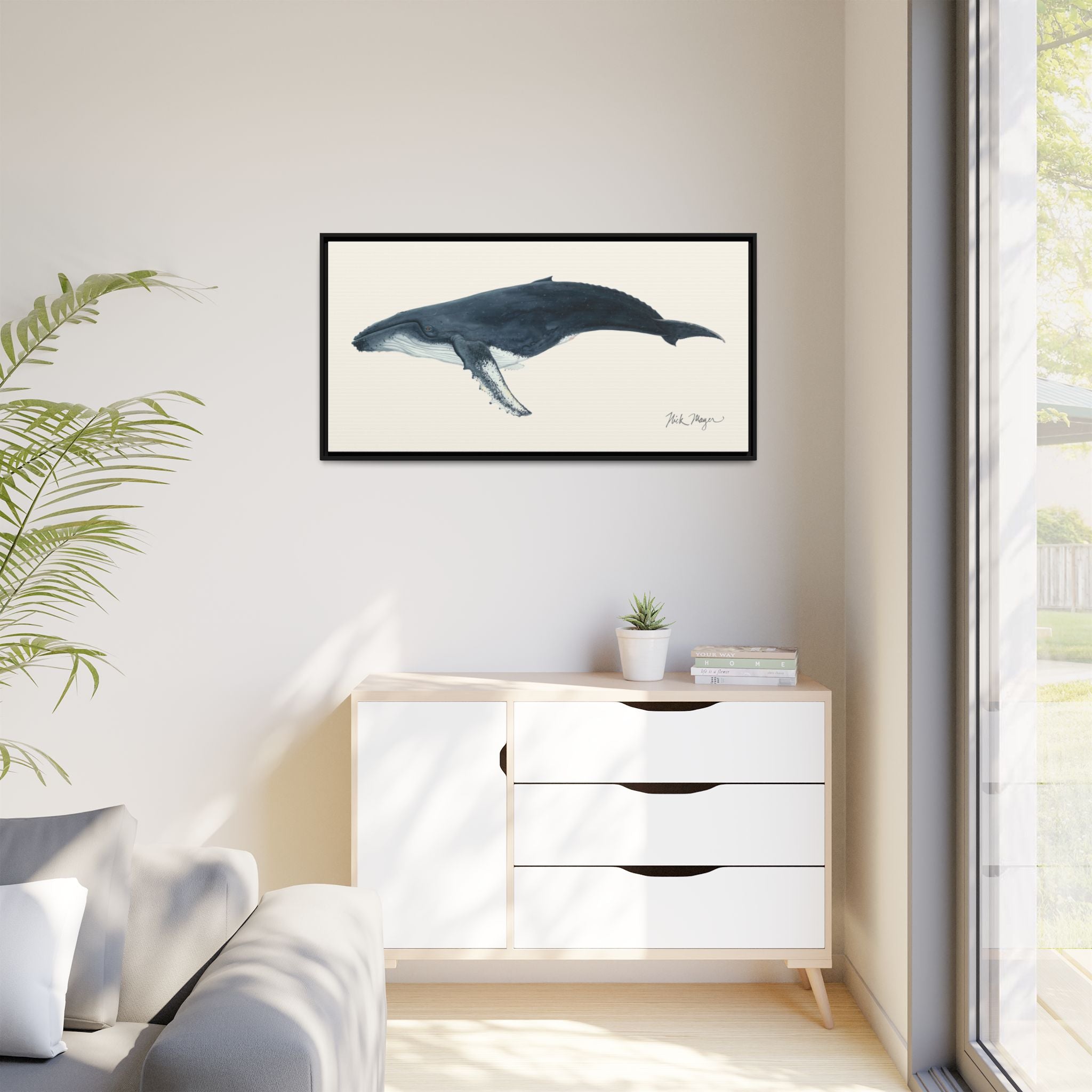 Humpback Whale Framed Canvas Print Printify