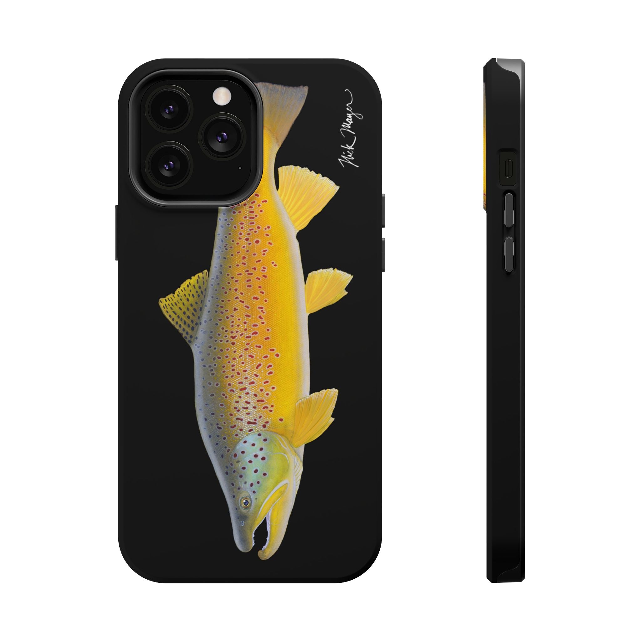 Brown Trout 3 Black MagSafe iPhone Case