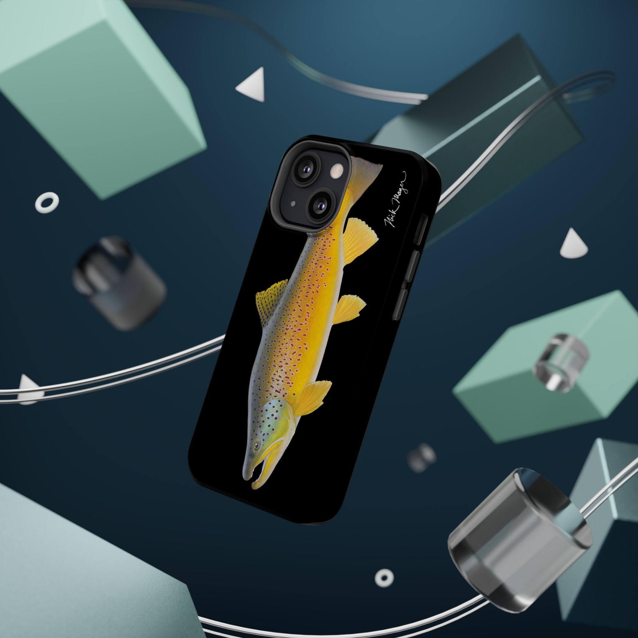 Brown Trout 3 Black MagSafe iPhone Case