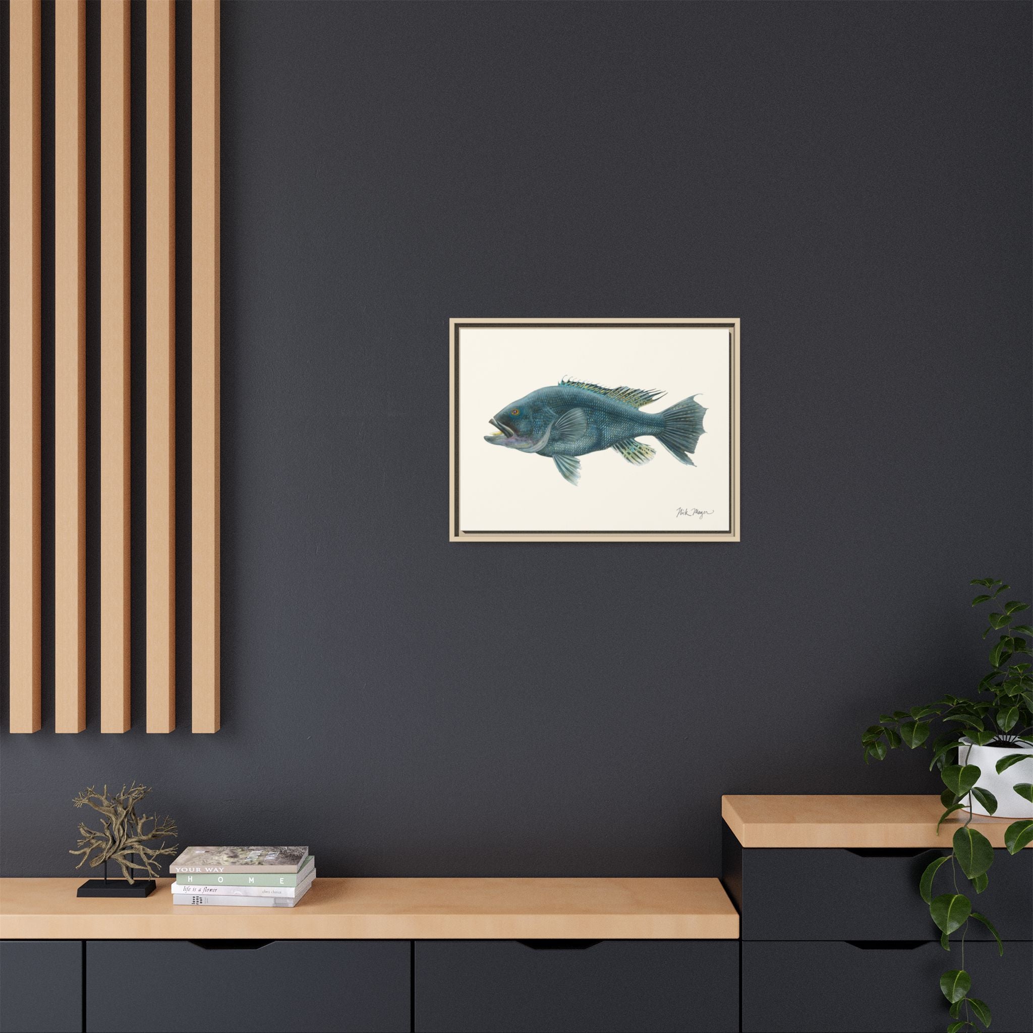 Black Sea Bass Framed Canvas Print Printify