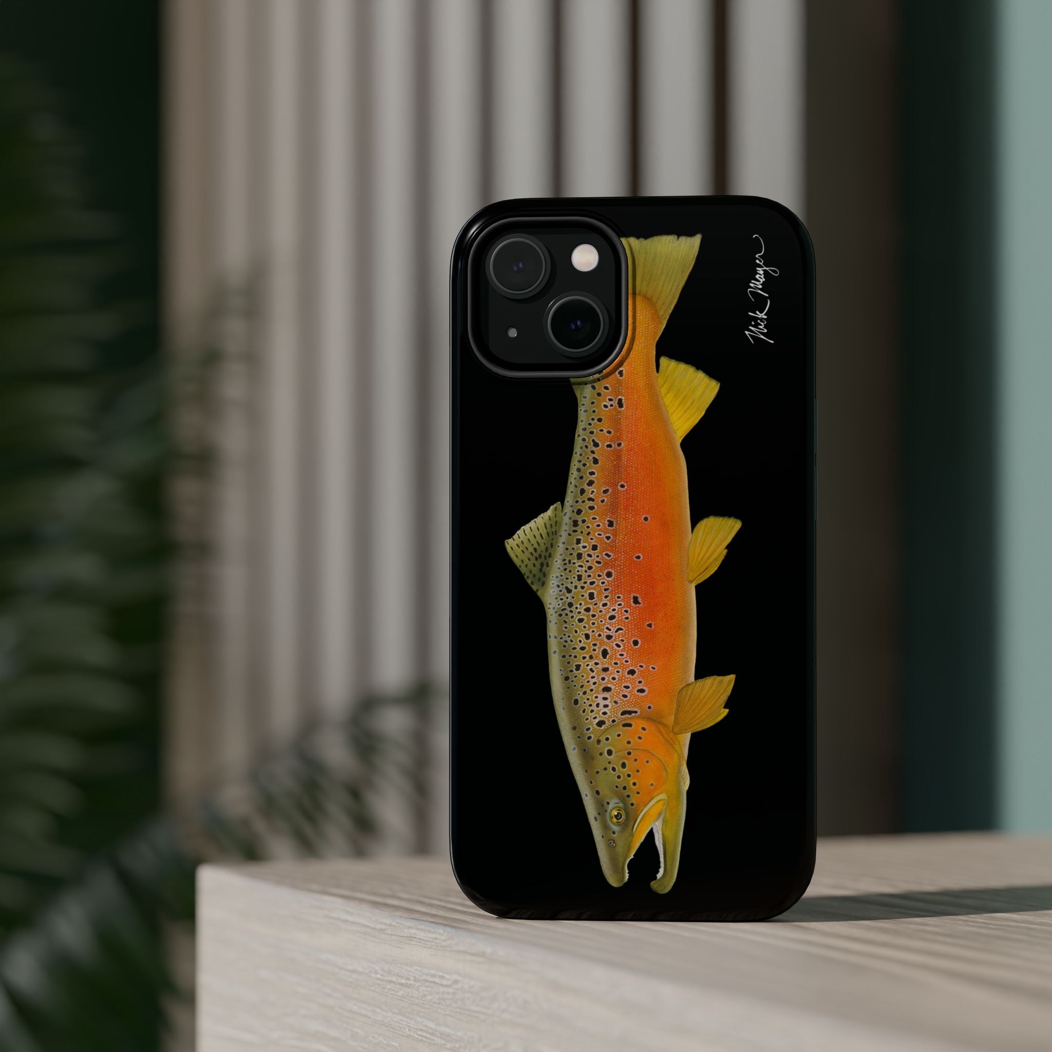 Brown Trout 2 Black MagSafe iPhone Case, NEW for Holiday 2025!