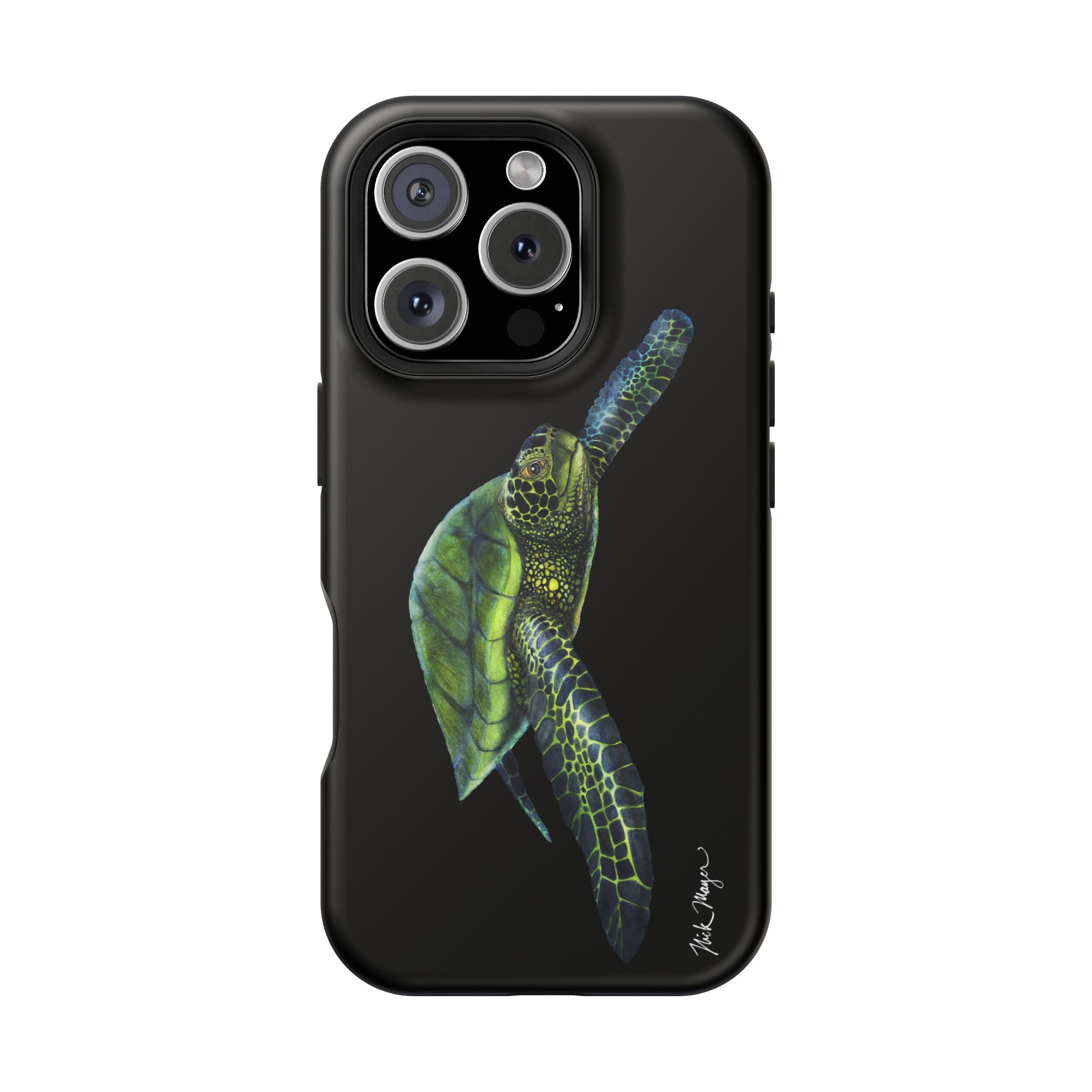 Green Sea Turtle MagSafe Black iPhone Case