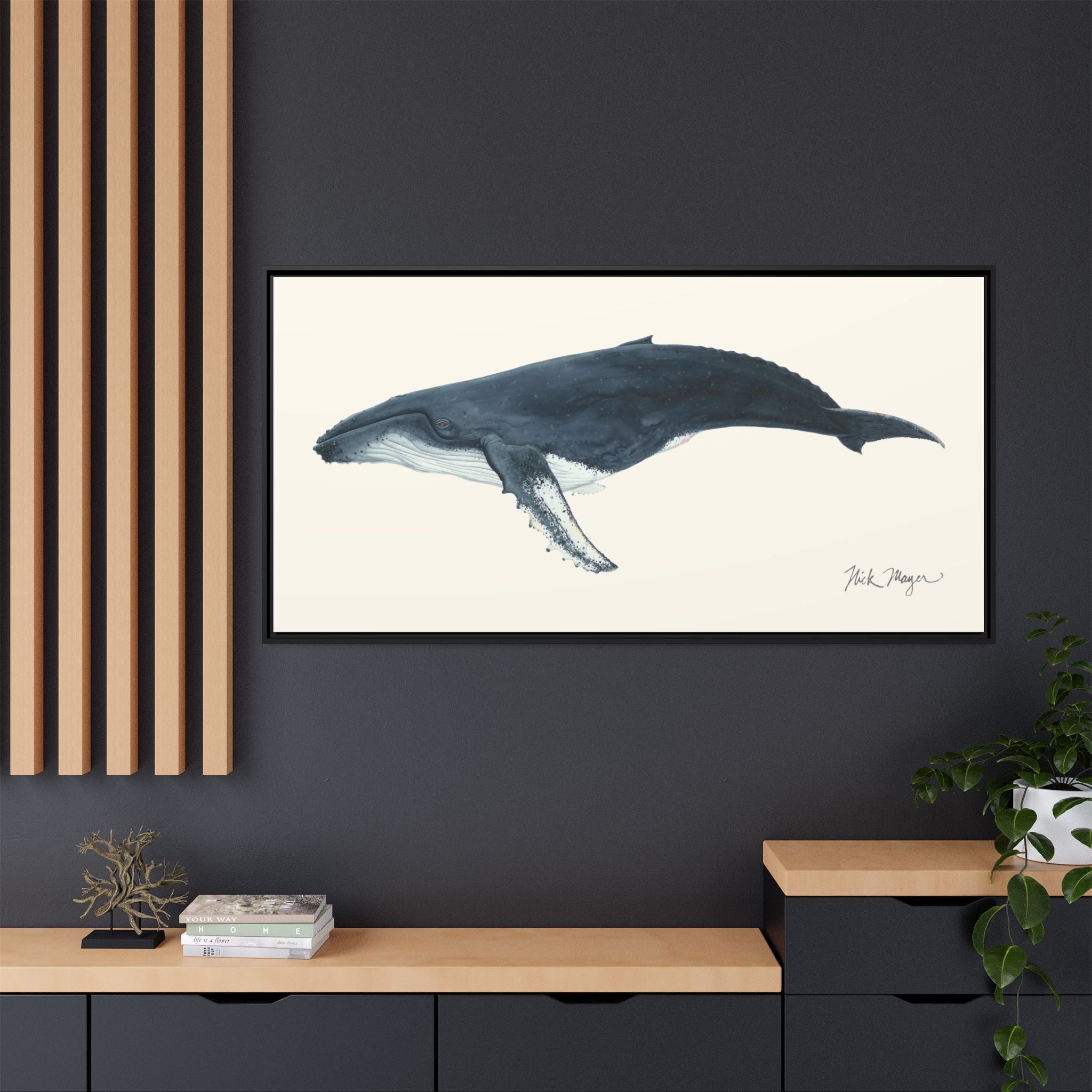 Humpback Whale Framed Canvas Print Printify