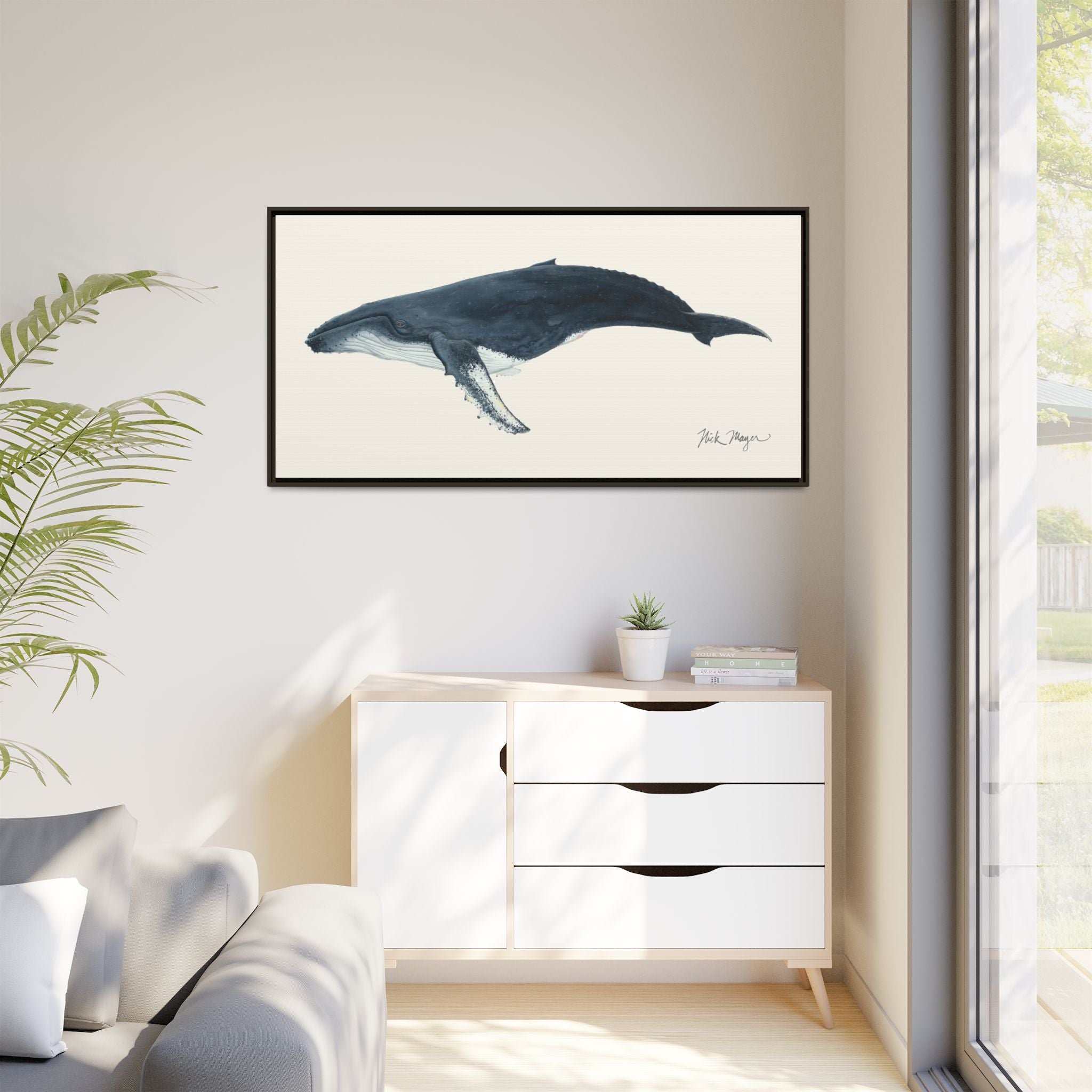 Humpback Whale Framed Canvas Print Printify