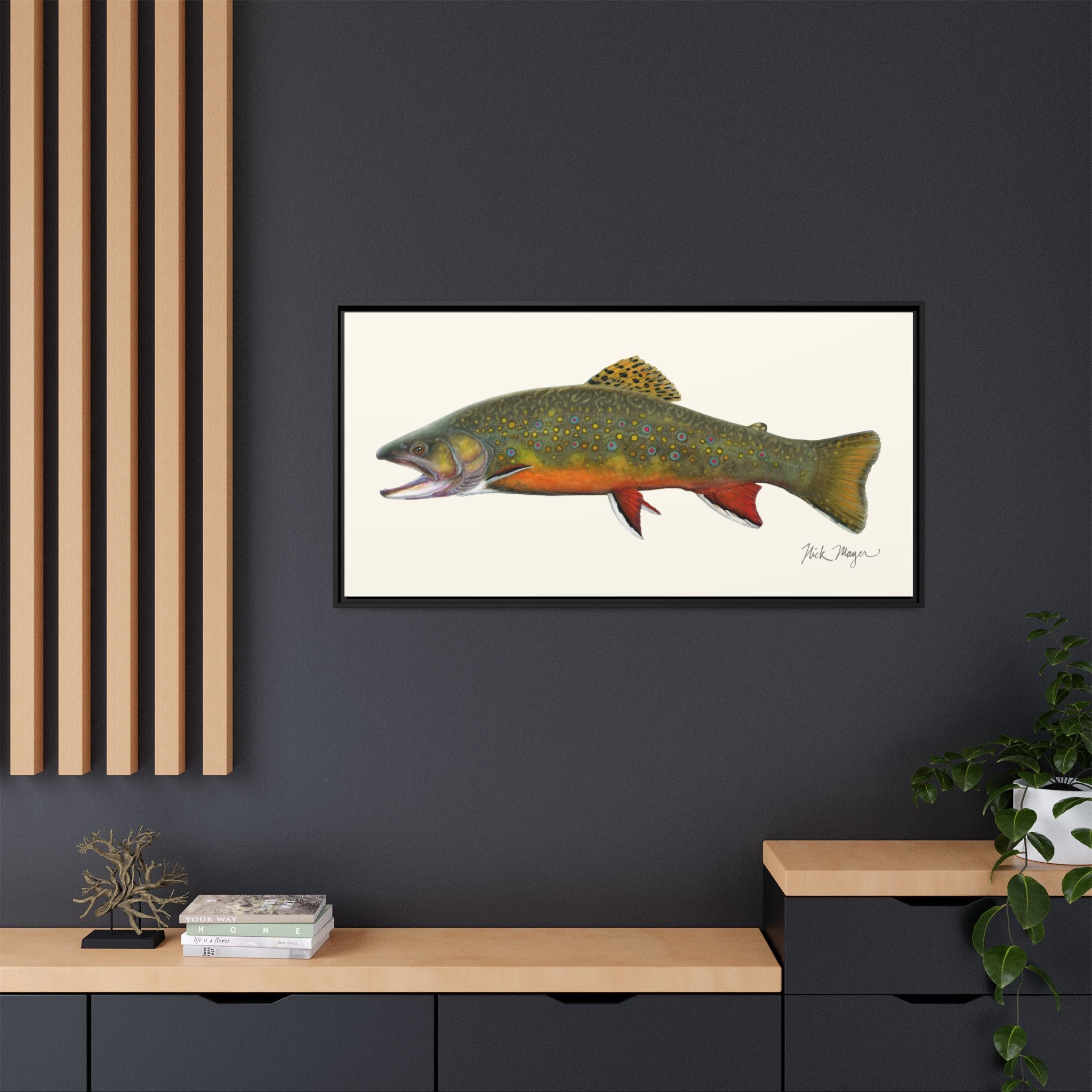 Beaver Pond Brook Trout Framed Canvas Print Printify