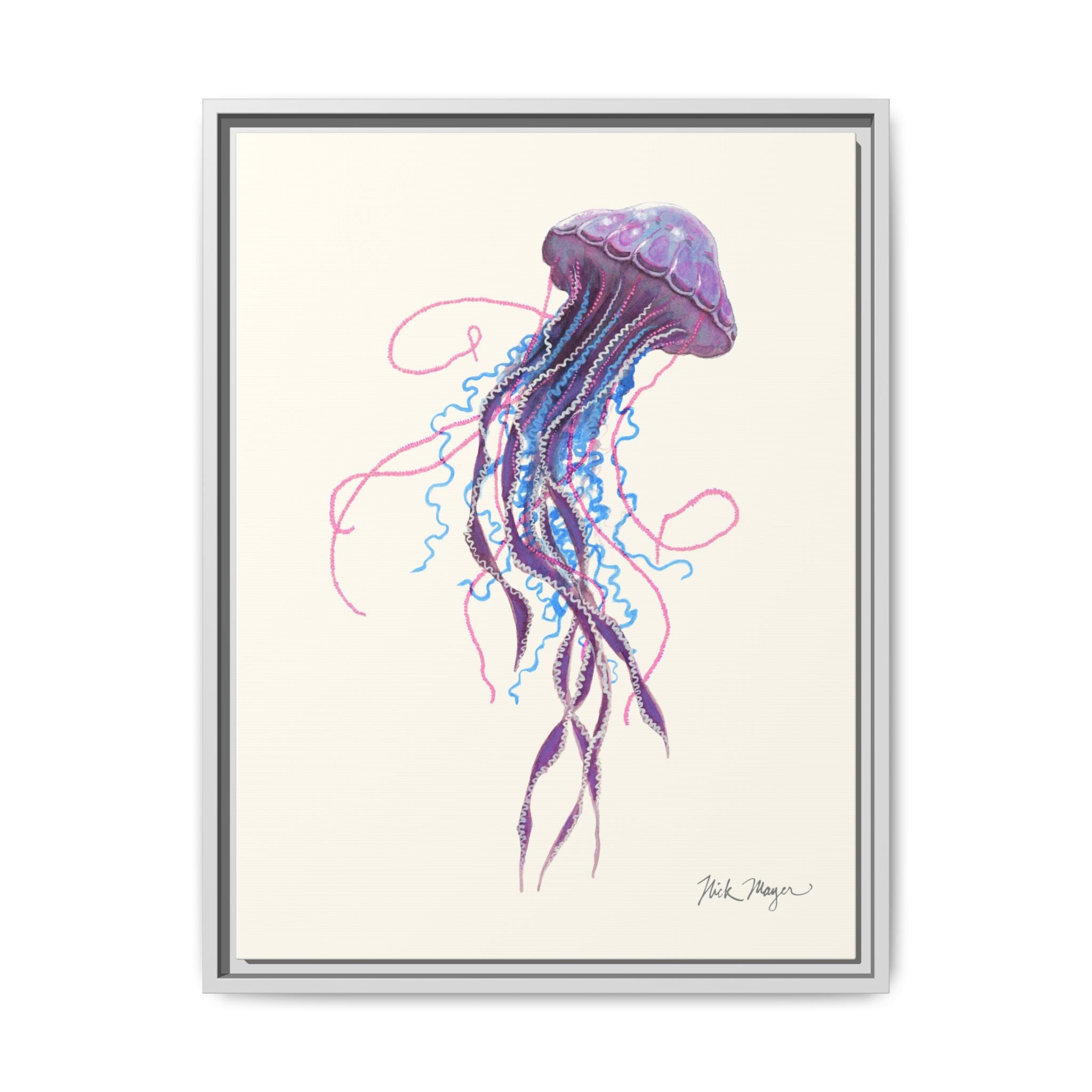 Purple Jellyfish II Framed Canvas Print Printify