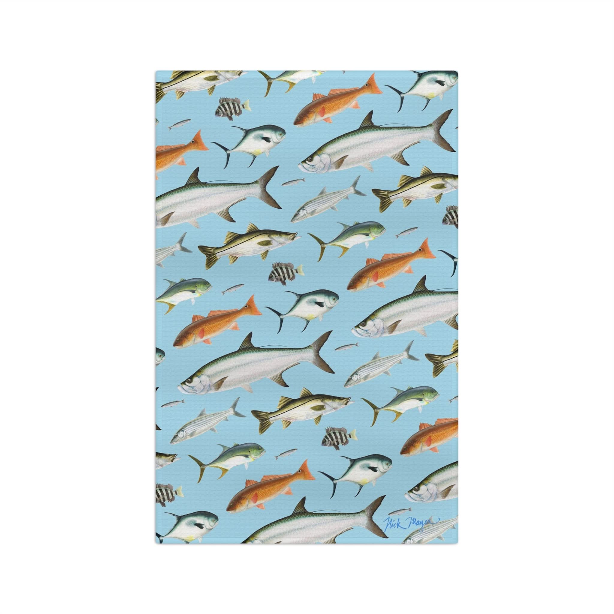 Southern Flats Fish Blue Soft Kitchen Towel