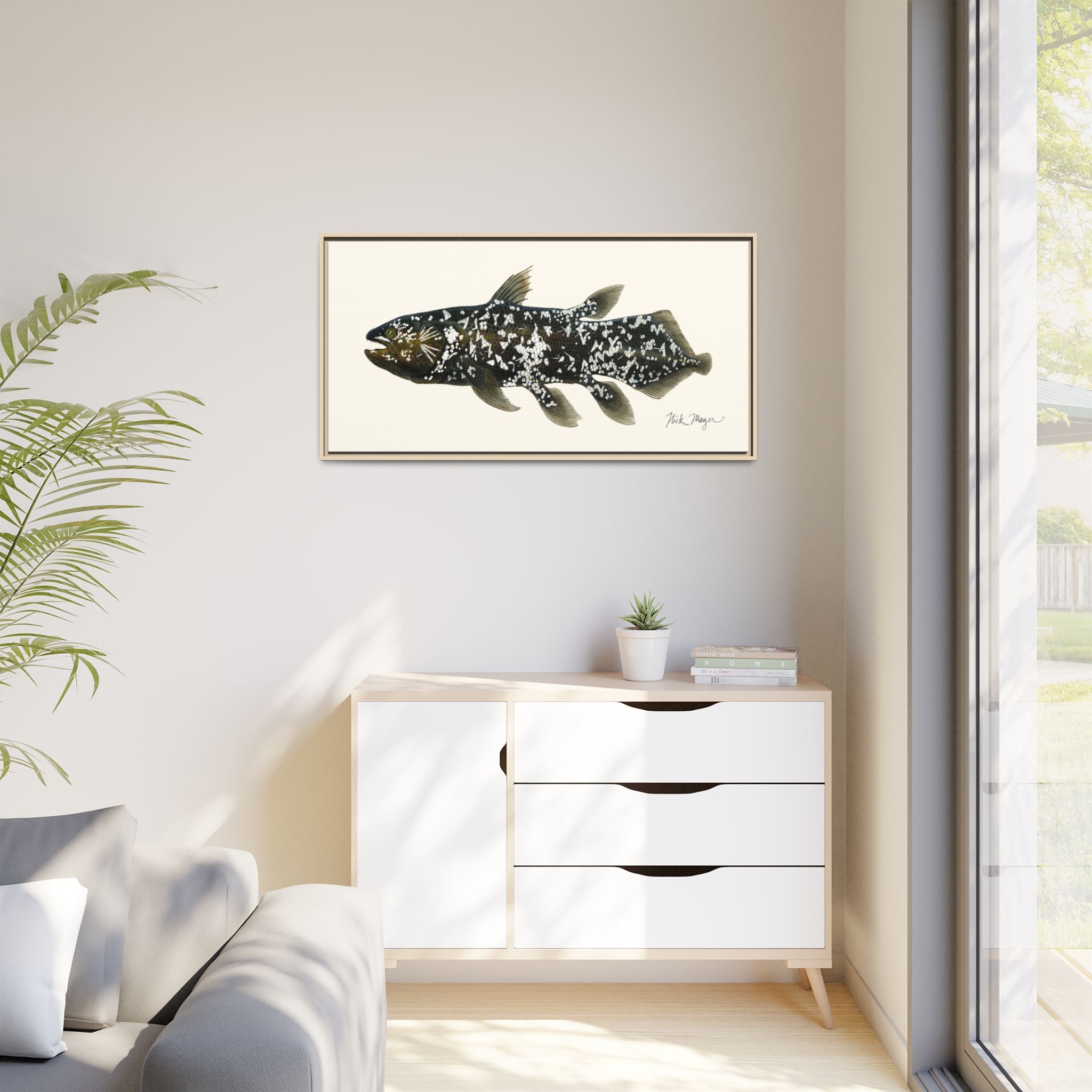Coelacanth Framed Canvas Print Printify