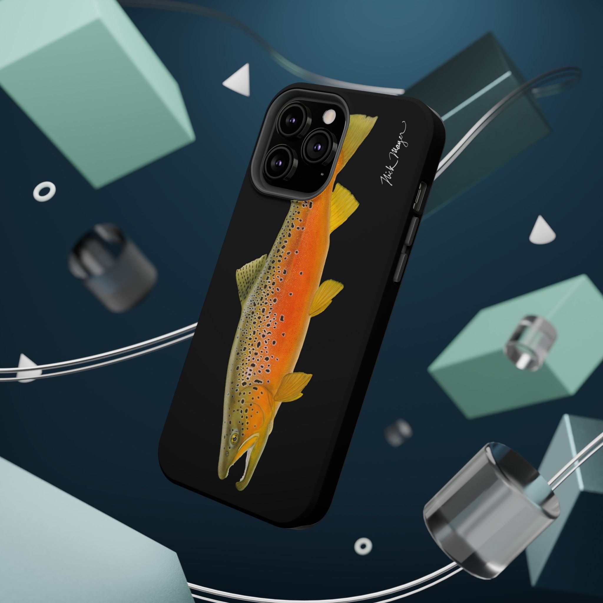 Brown Trout 2 Black MagSafe iPhone Case, NEW for Holiday 2025!