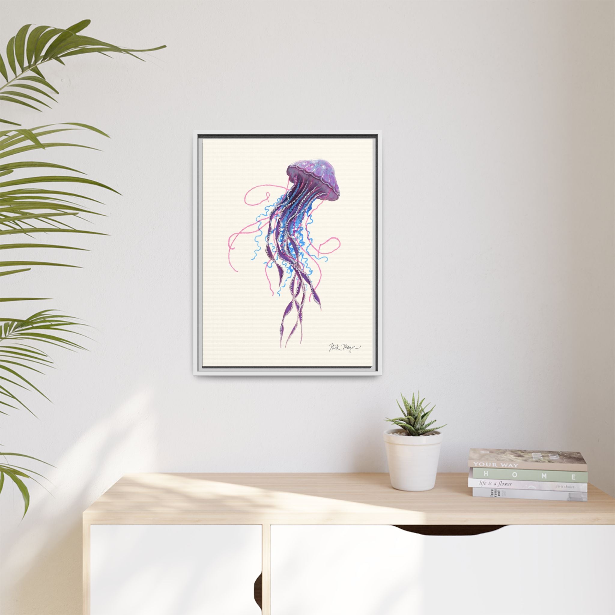 Purple Jellyfish II Framed Canvas Print Printify