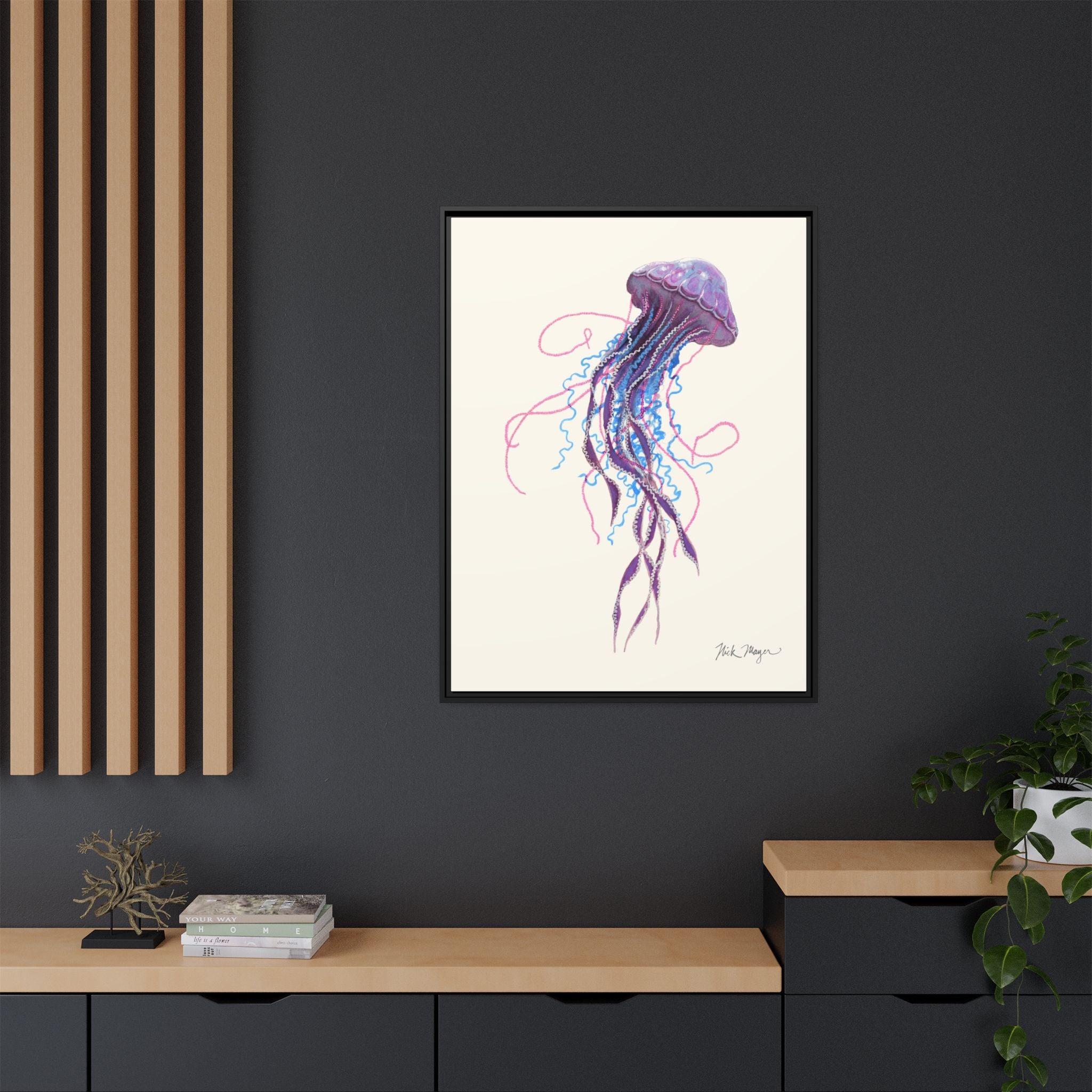 Purple Jellyfish II Framed Canvas Print Printify
