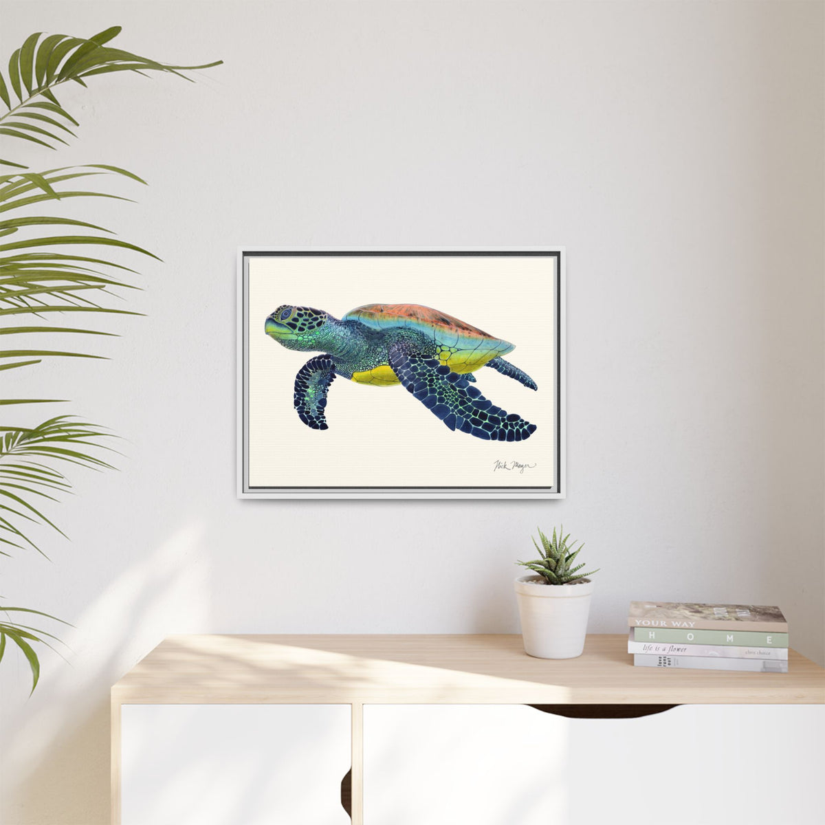 Green Sea Turtle II Framed Canvas Print Printify