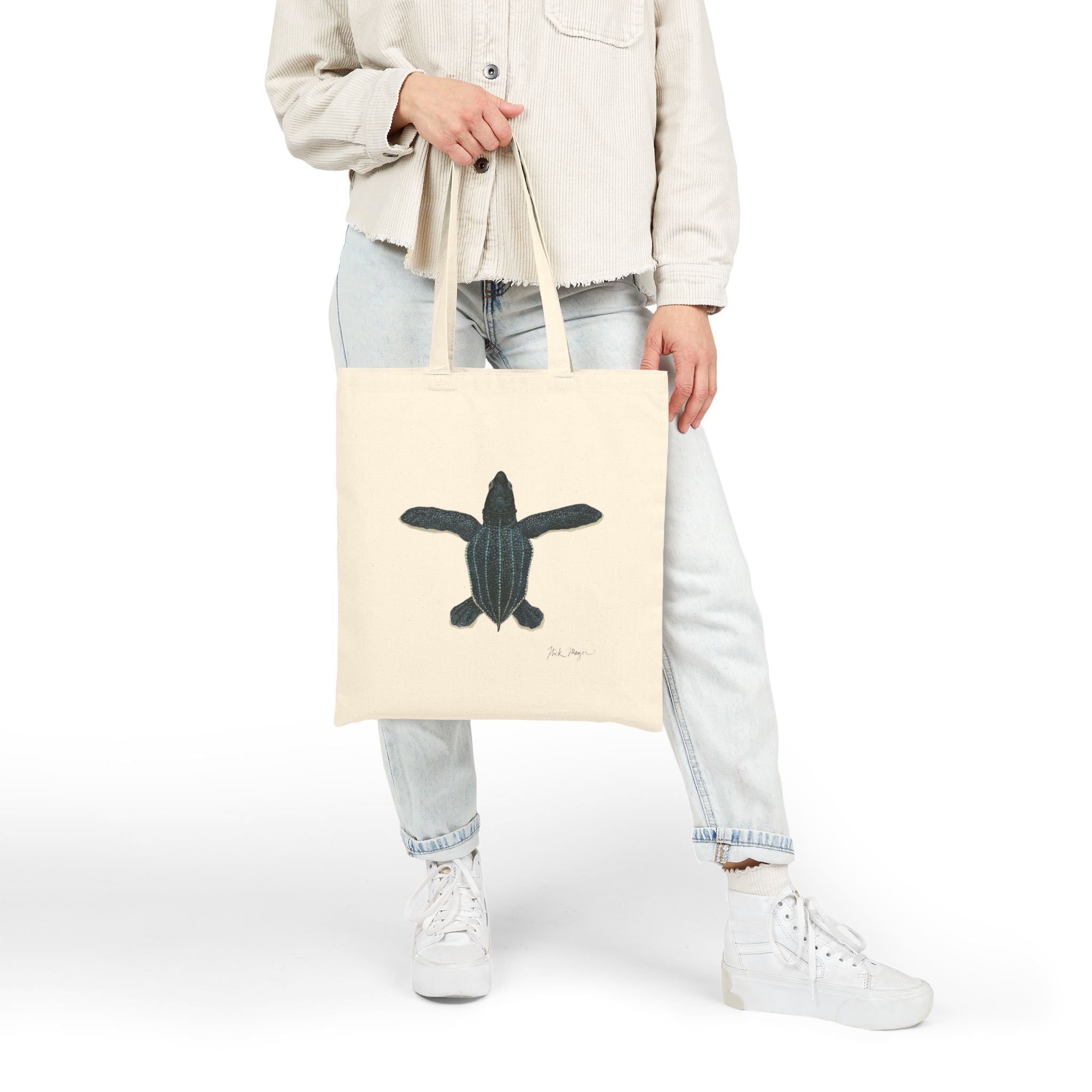 Leatherback Sea Turtle Hatchling Cotton Canvas Tote Bag